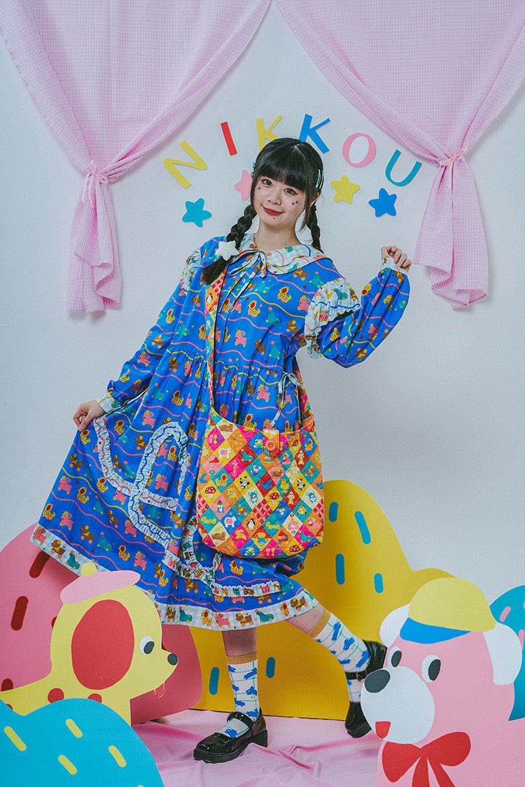 Rainbow Patchwork Animal Print Shoulder Bag