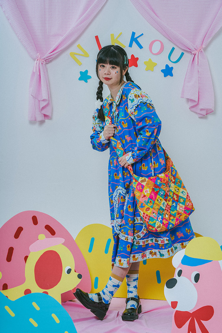 Rainbow Patchwork Animal Print Shoulder Bag