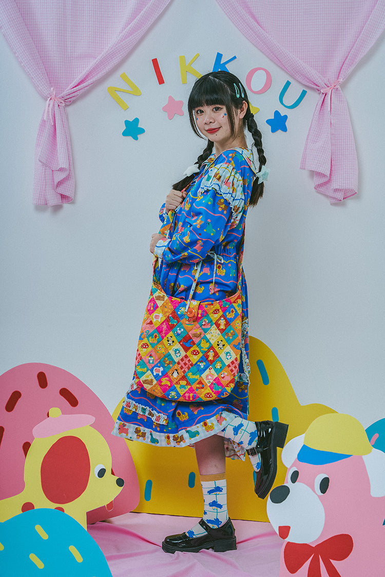 Rainbow Patchwork Animal Print Shoulder Bag