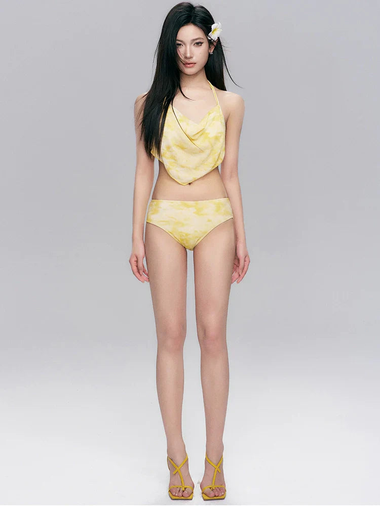 Yellow Tie Dye Halter Set