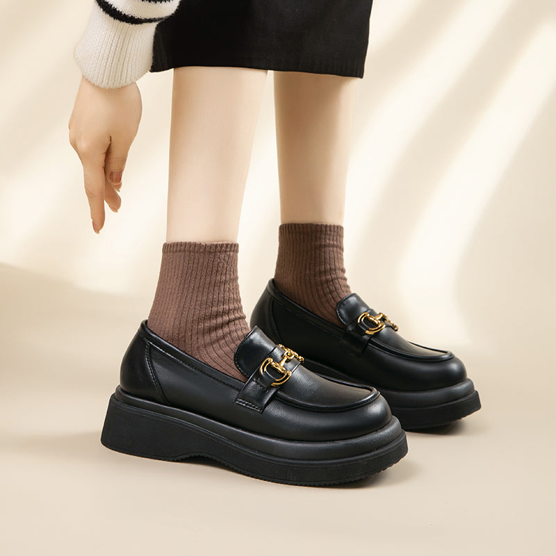 Leather Loafers With Chain