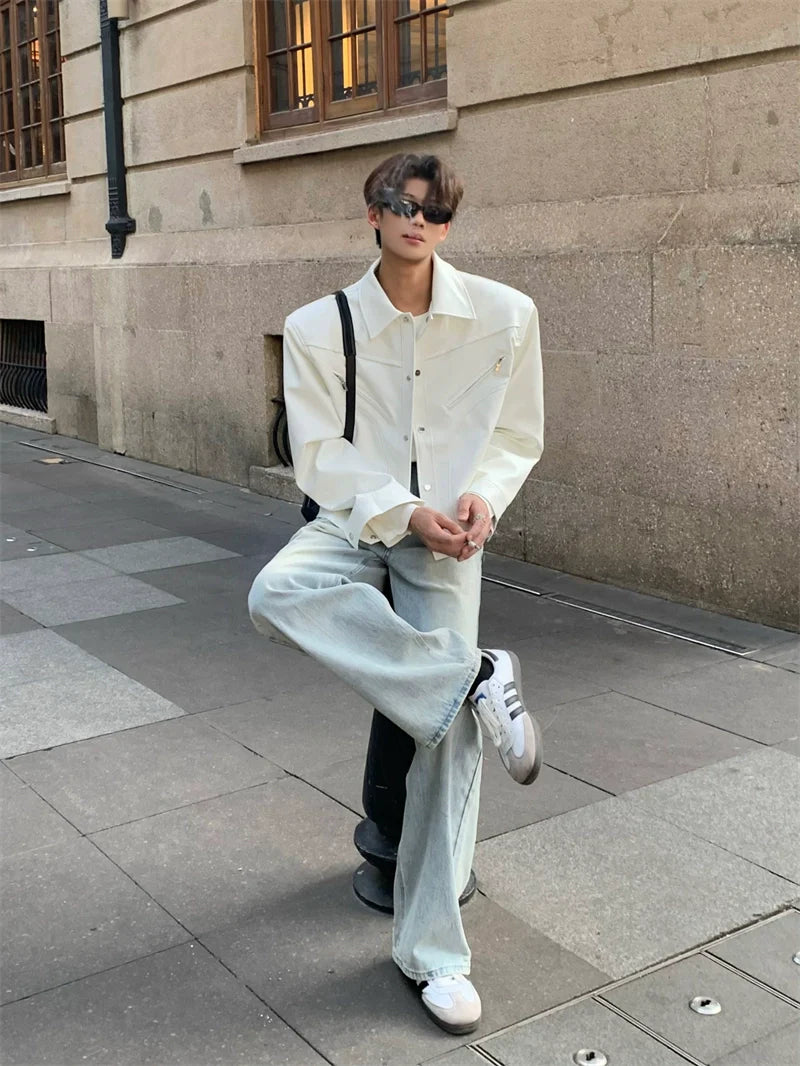 Wide Shoulder Denim Jacket