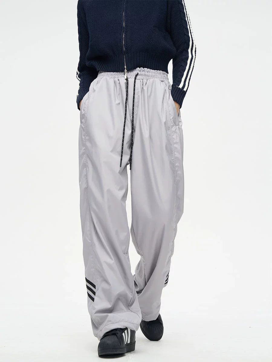 Wide-Leg Track Pants with Side Stripes