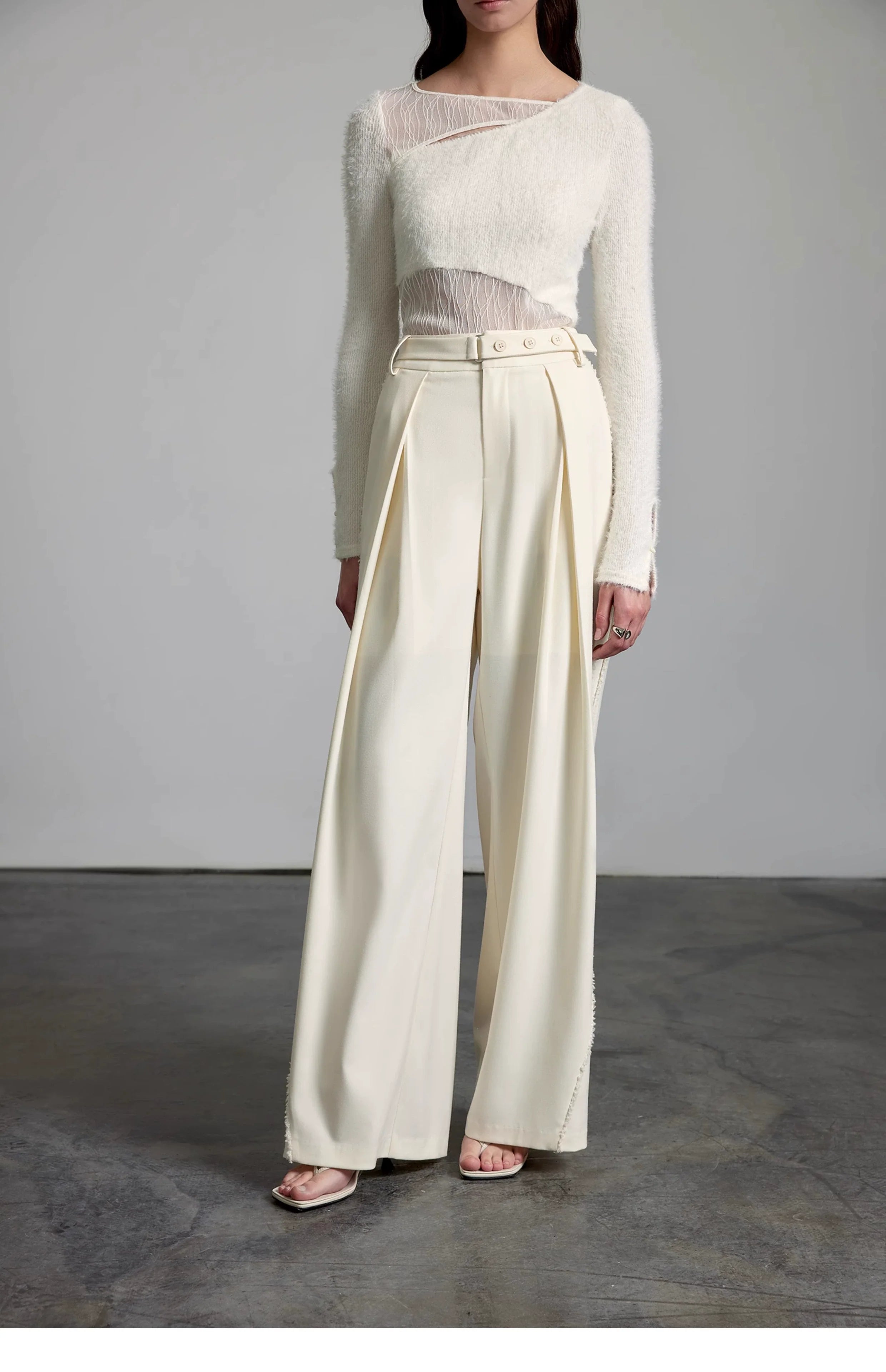 Wide-Leg Cream Trousers