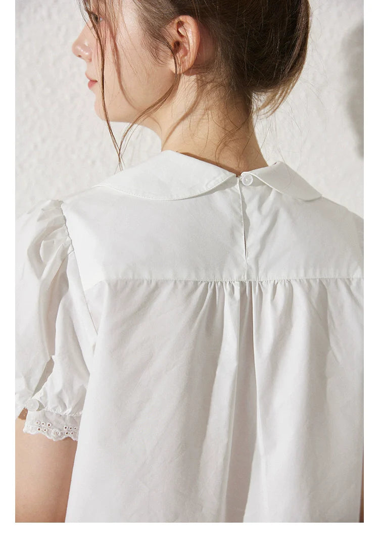 White Lace Peter Pan Collar Blouse and Skirt Set