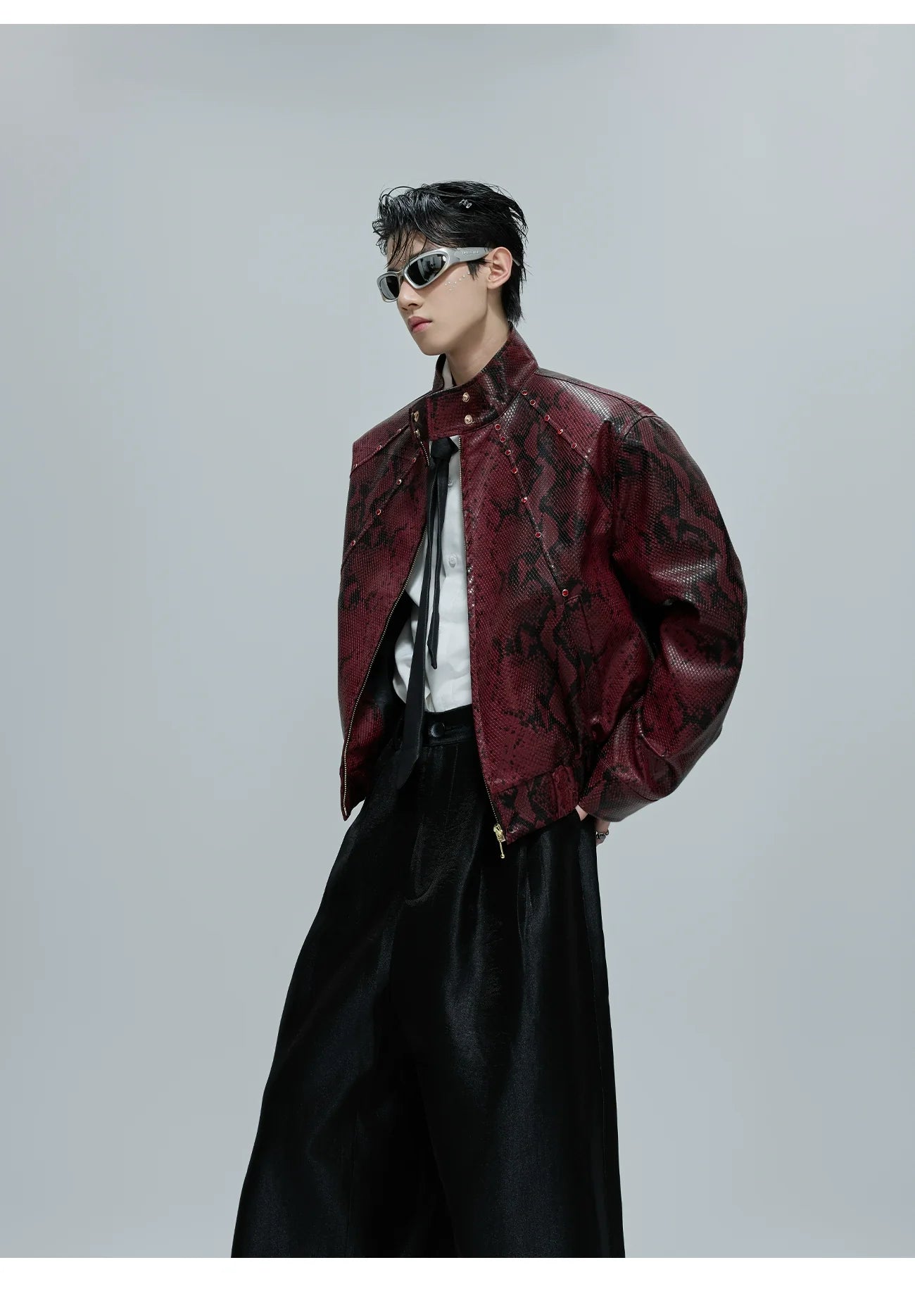 Snake Print Bomber Jacket