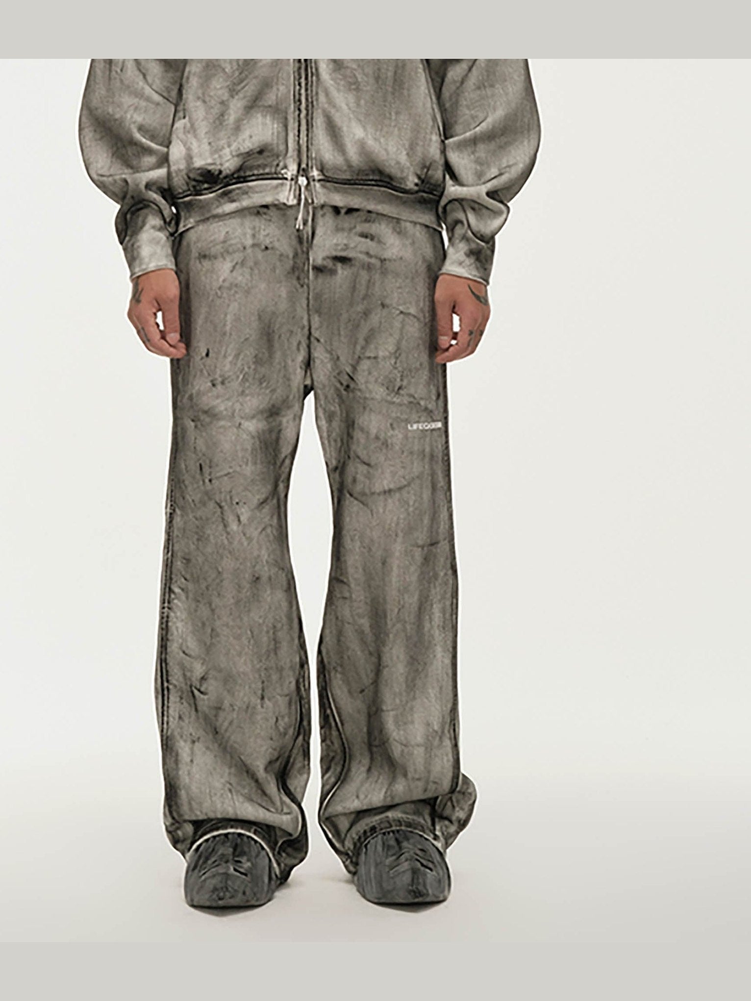 Washed Denim Track Pants