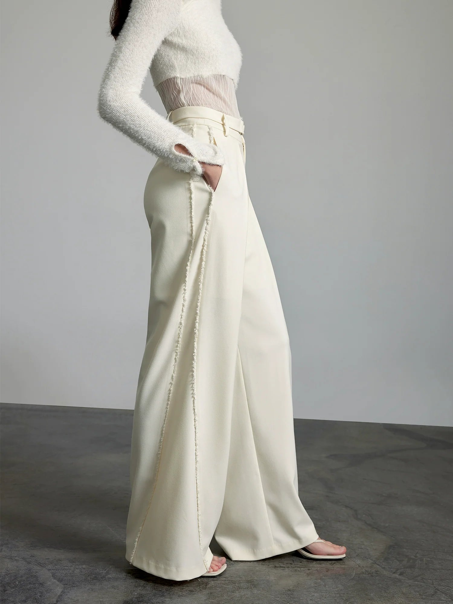 Wide-Leg Cream Trousers