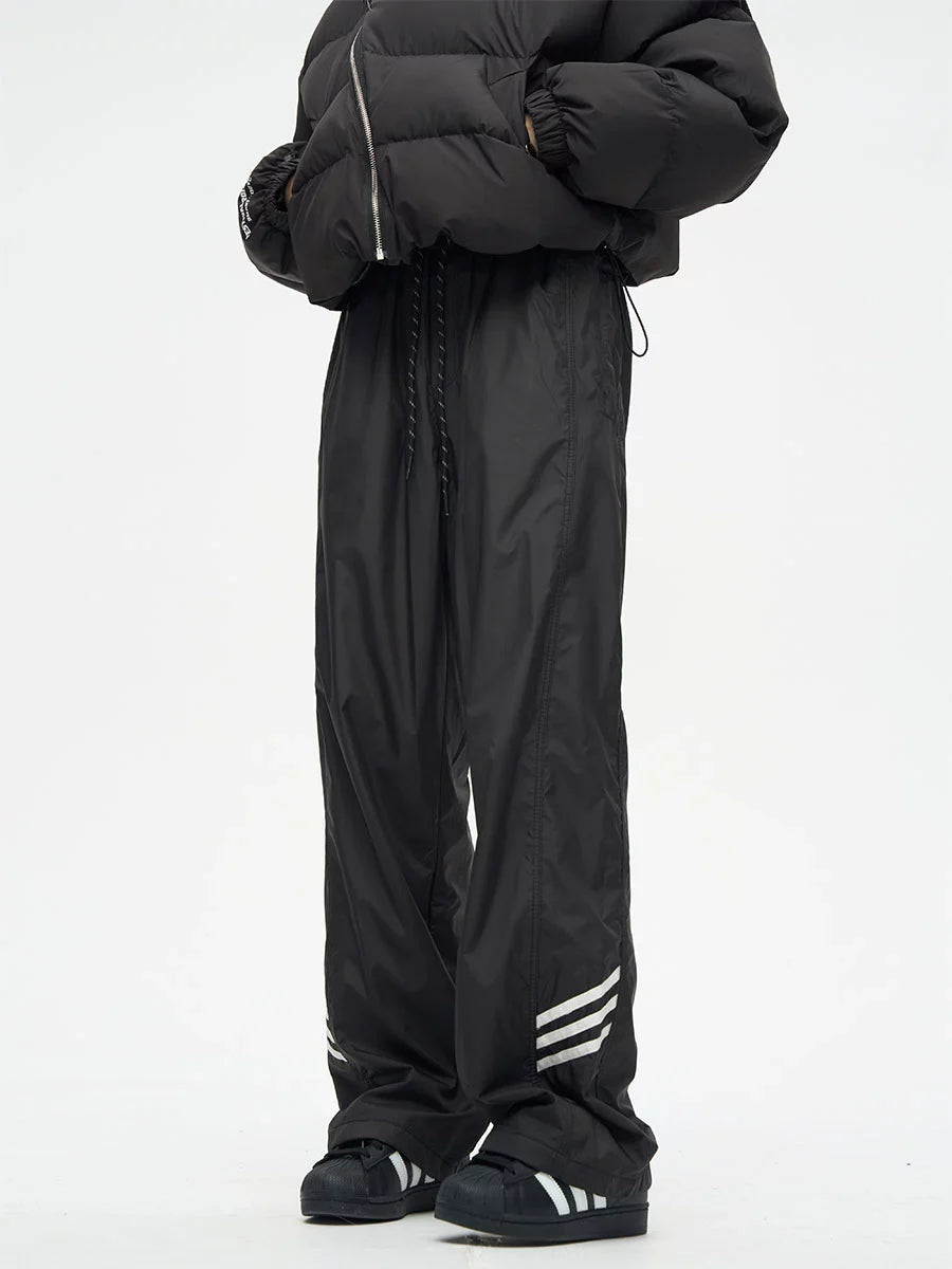 Wide-Leg Track Pants with Side Stripes
