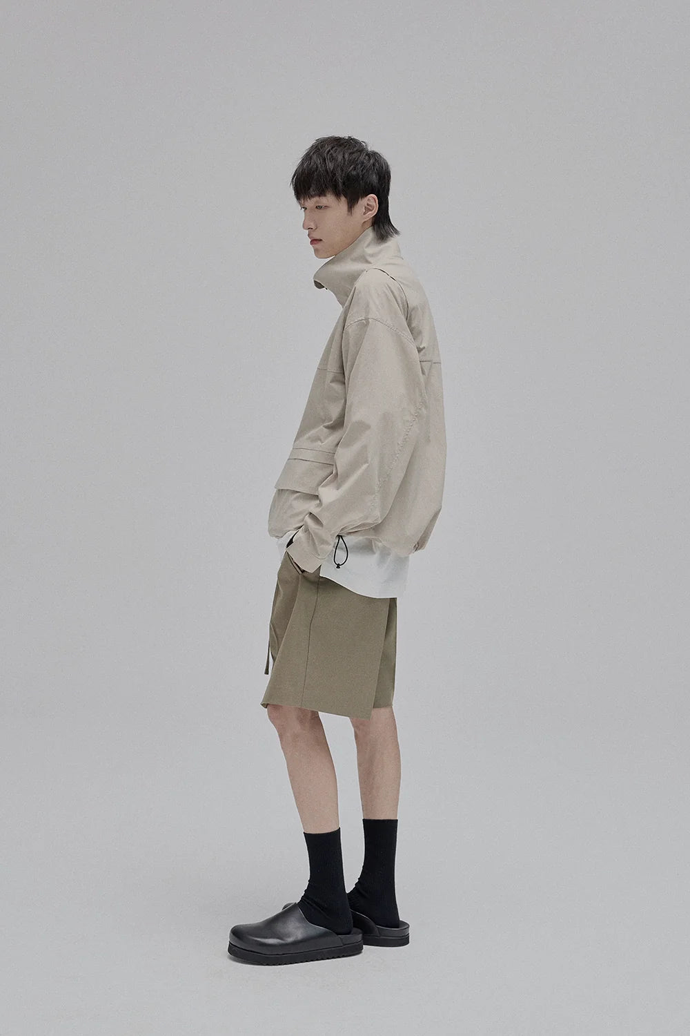 Zipper High-Neck Structural Windbreaker Jacket