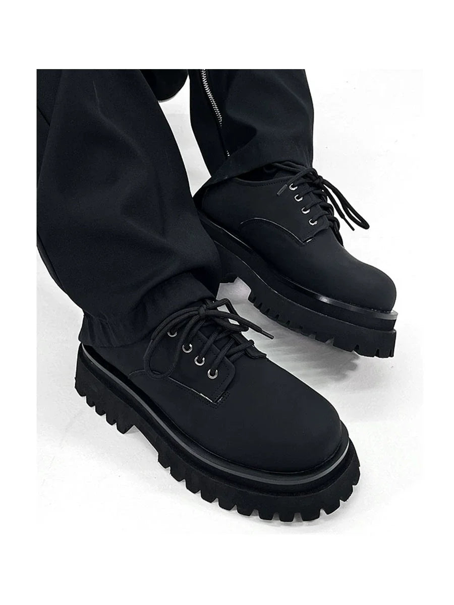 Thick-Soled Chunky Black Platform Derby Shoes