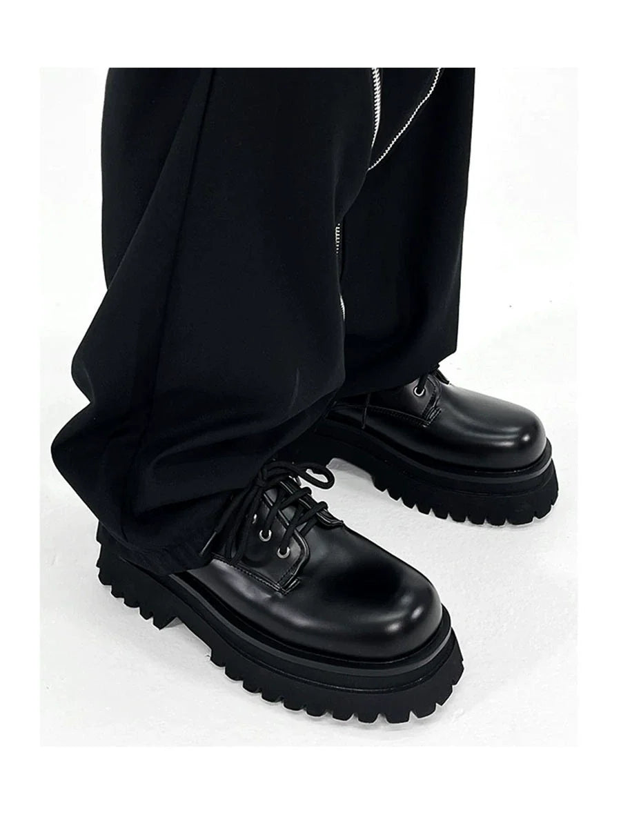 Thick-Soled Chunky Black Platform Derby Shoes