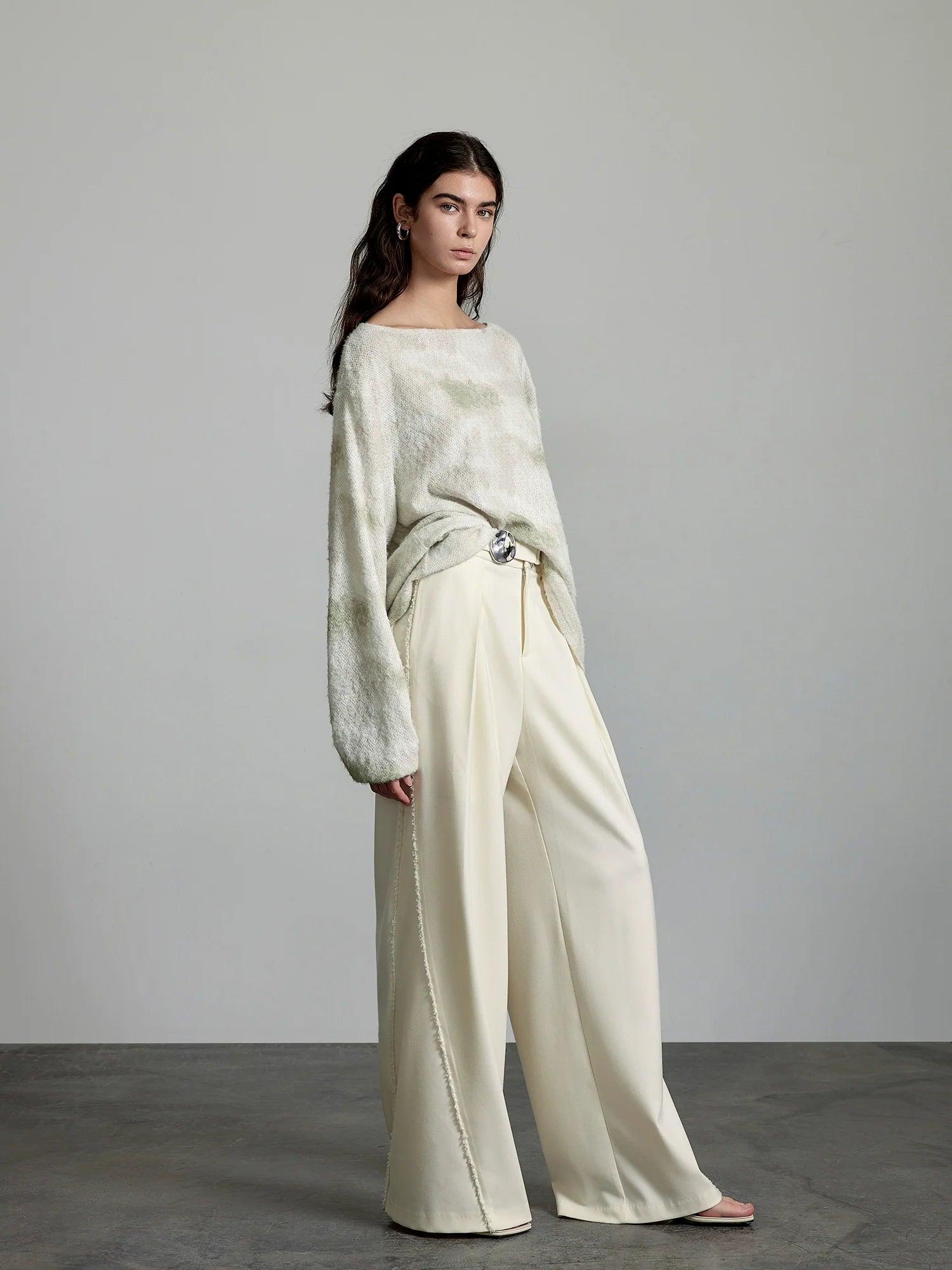 Wide-Leg Cream Trousers