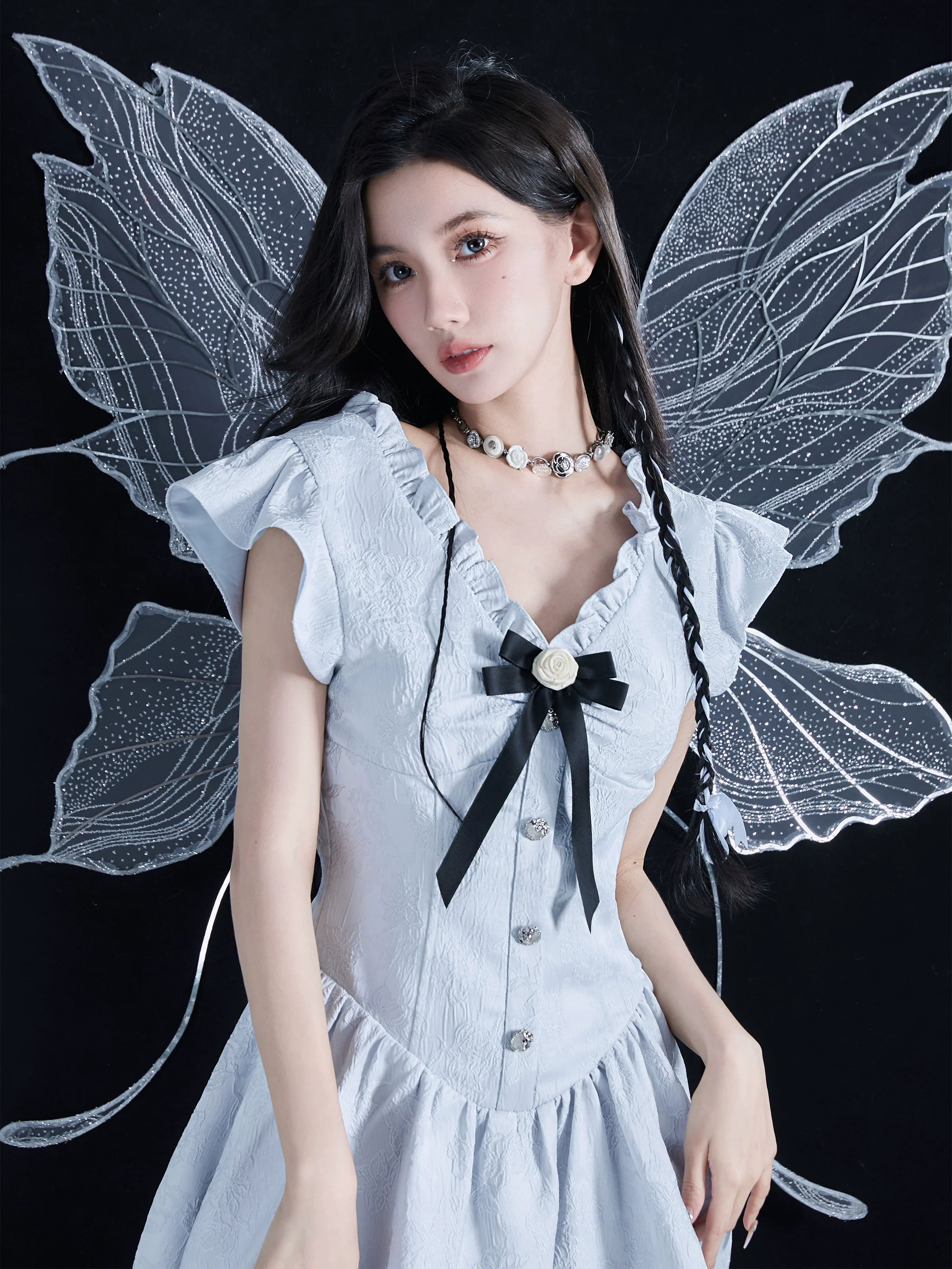 Vintage Rose Button Necklace