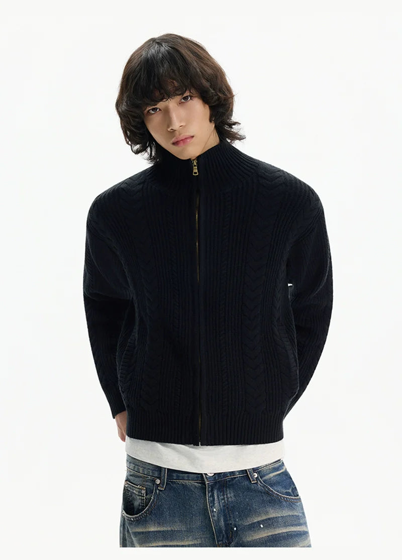 Heritage Weave Zip Cardigan