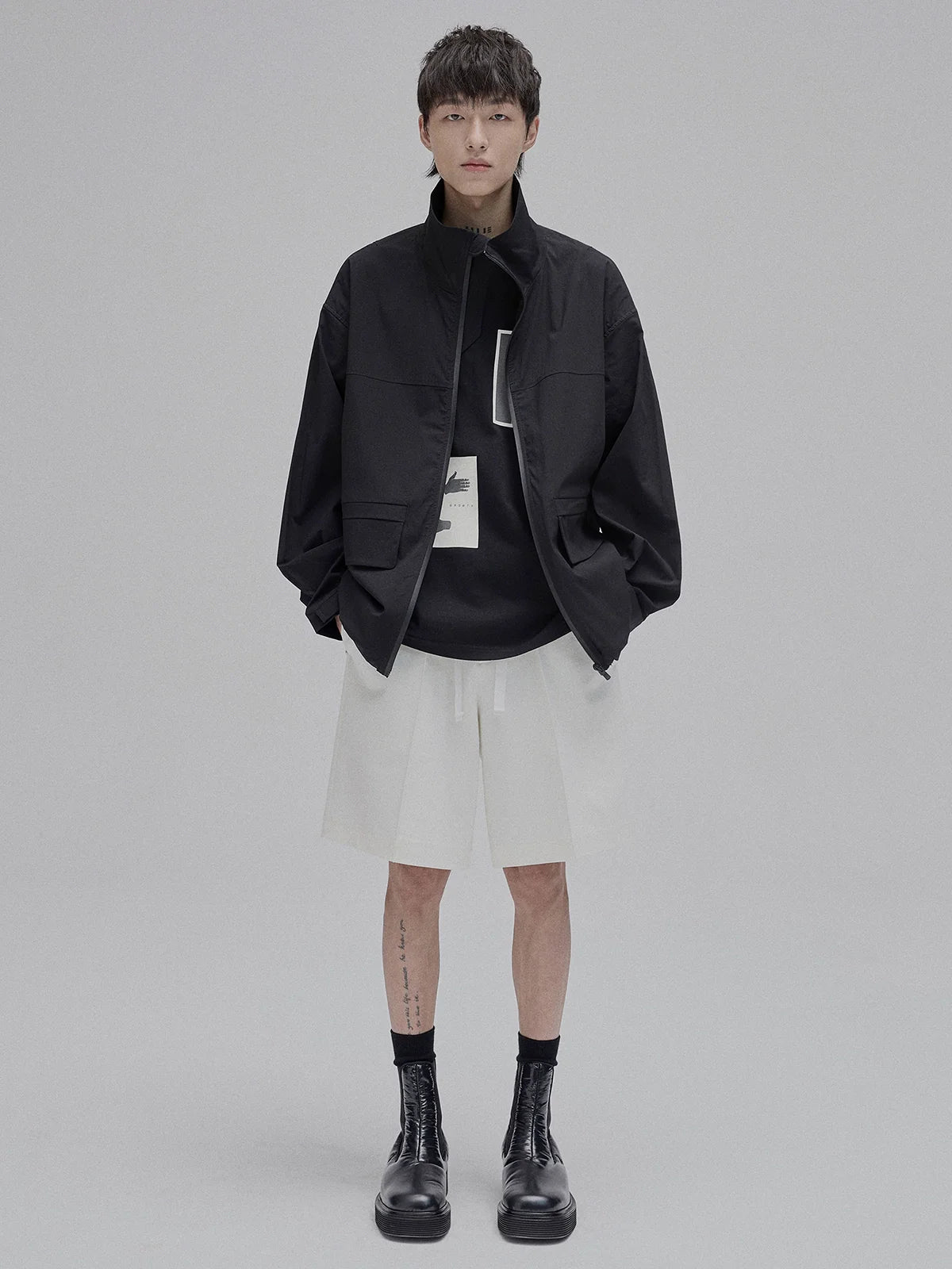 Zipper High-Neck Structural Windbreaker Jacket