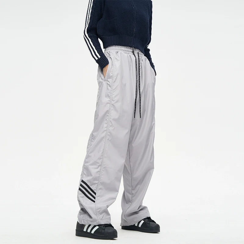 Wide-Leg Track Pants with Side Stripes