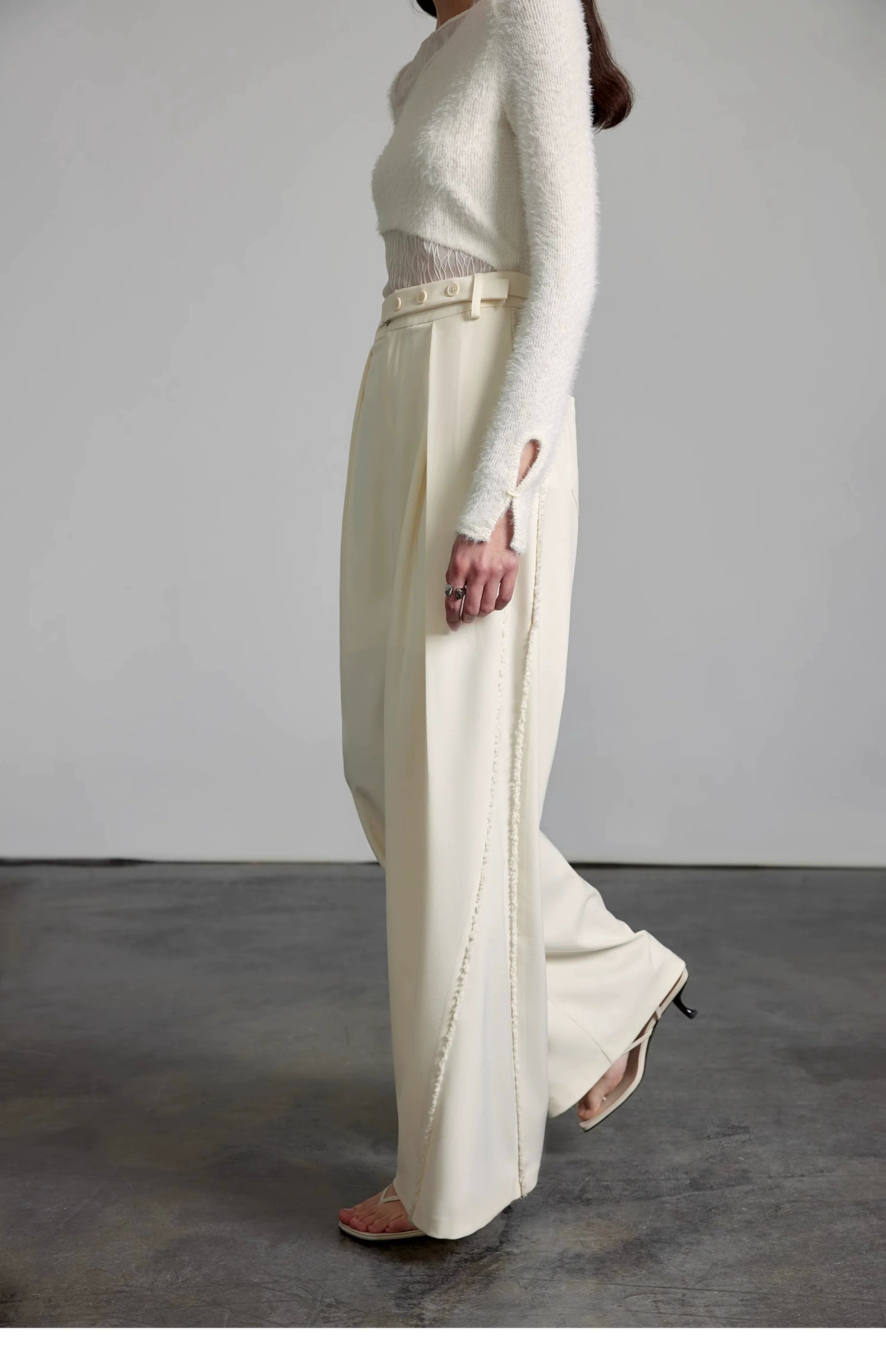 Wide-Leg Cream Trousers