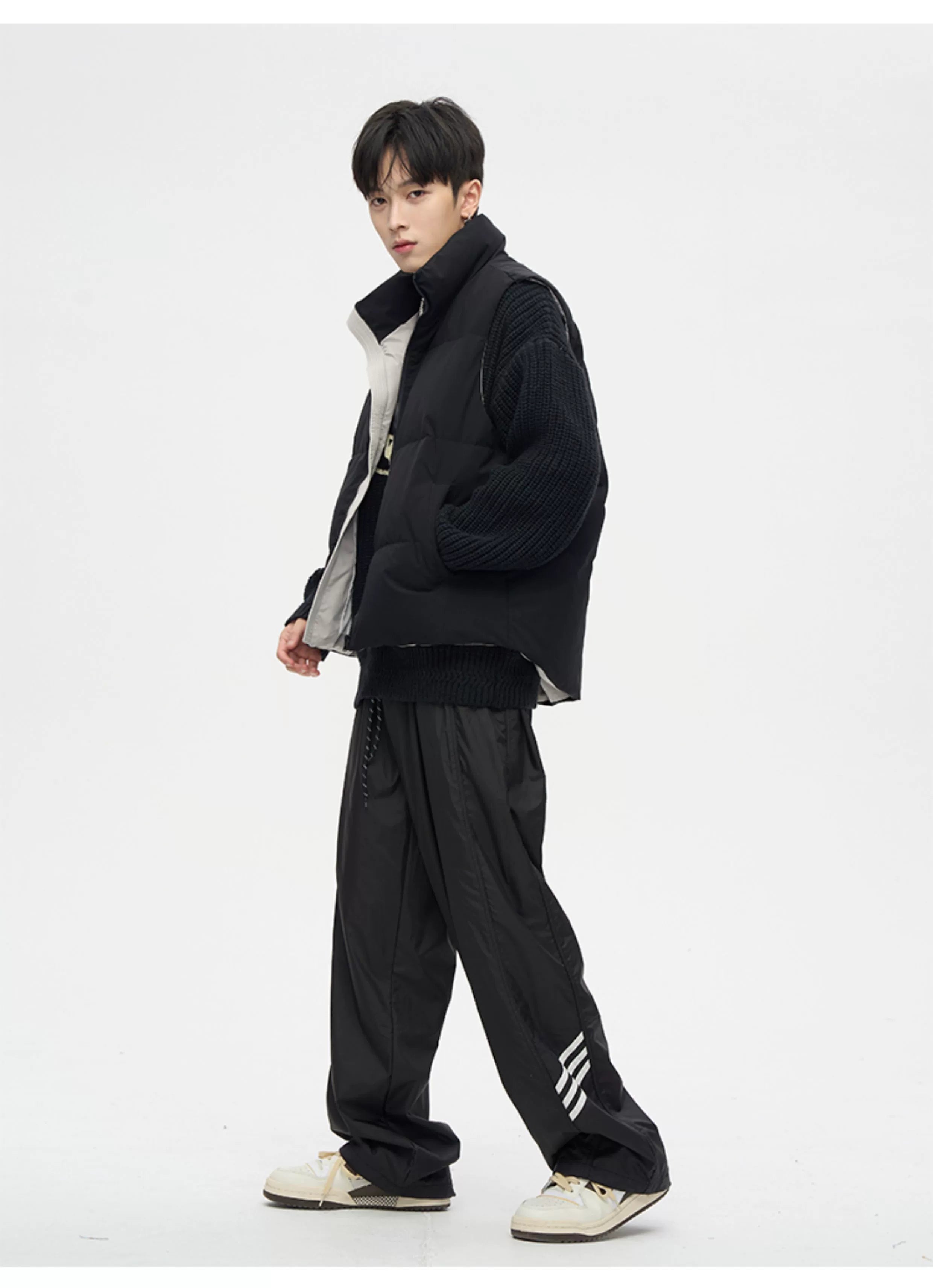 Wide-Leg Track Pants with Side Stripes