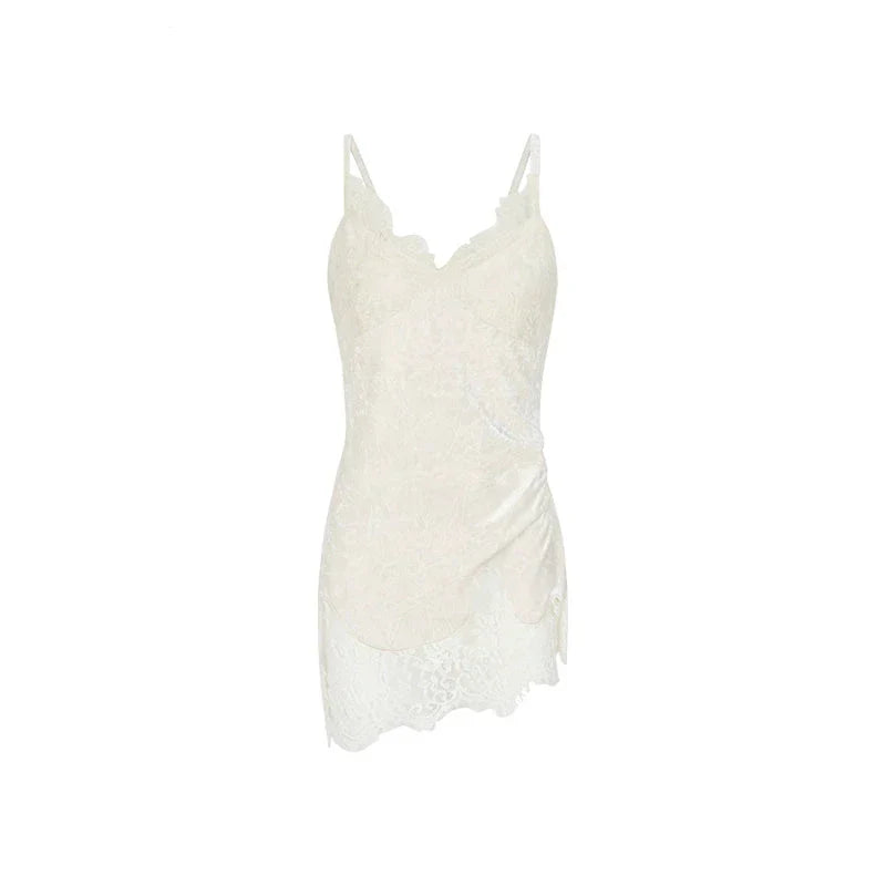 White Velvet Lace Slip Camisole