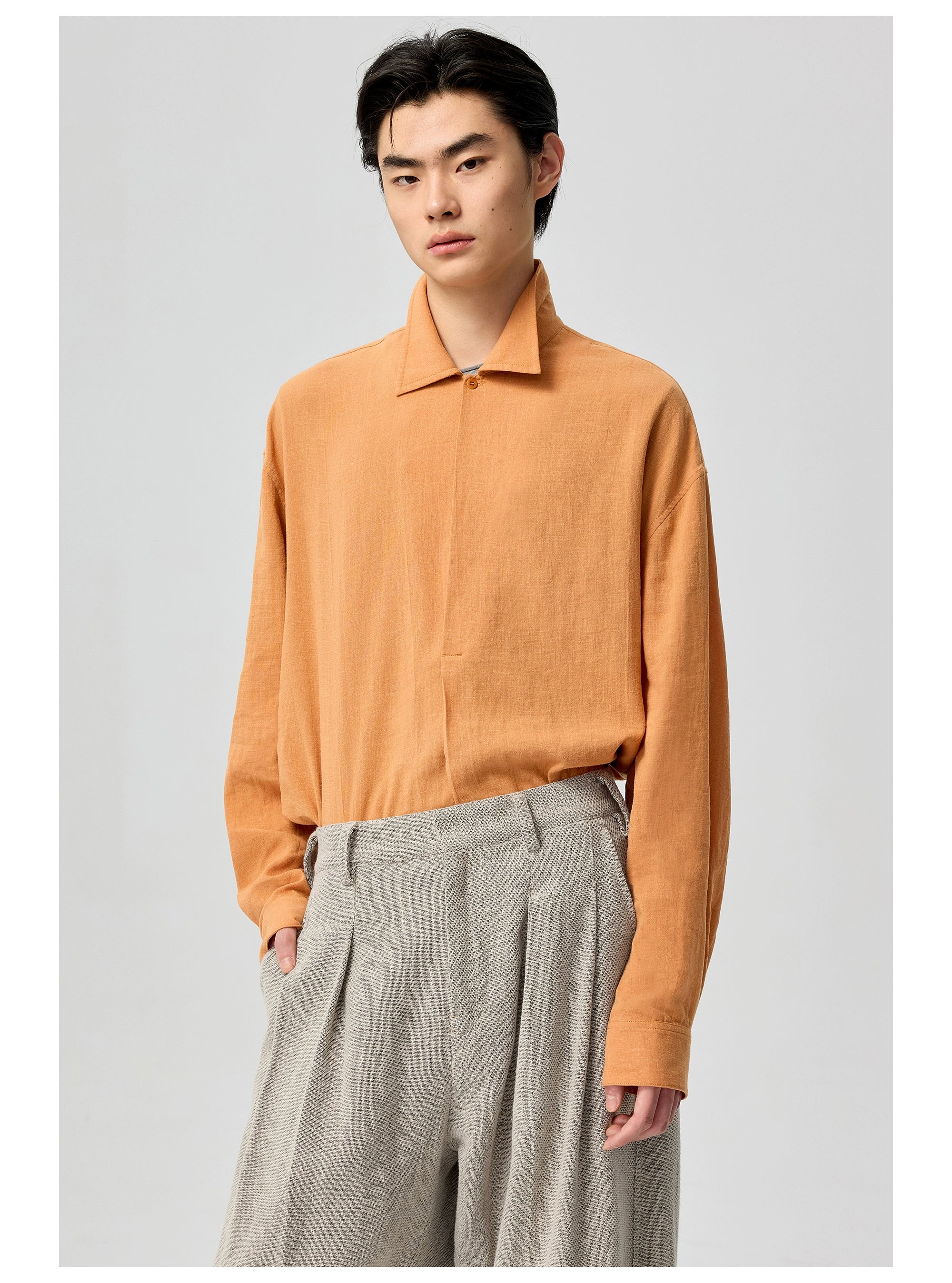 Relaxed Linen Collared Blouse