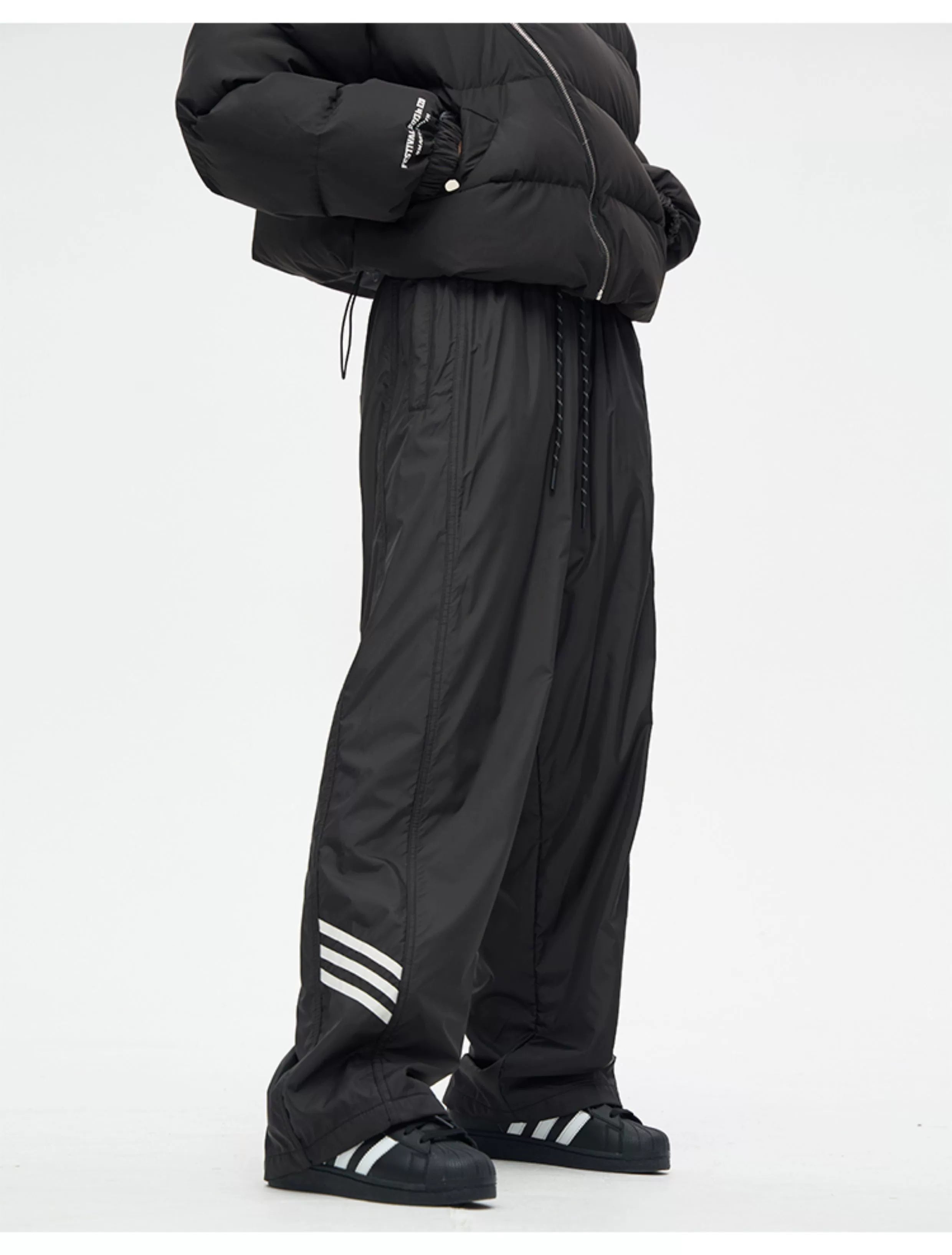 Wide-Leg Track Pants with Side Stripes