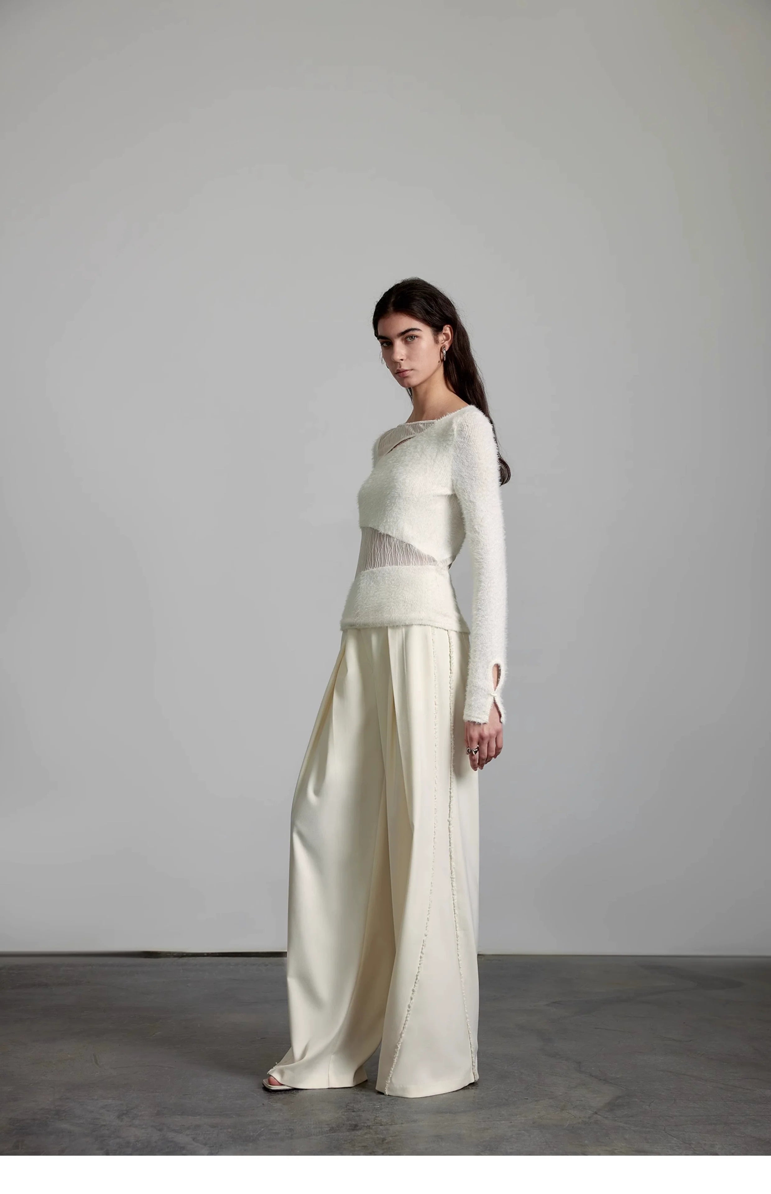 Wide-Leg Cream Trousers