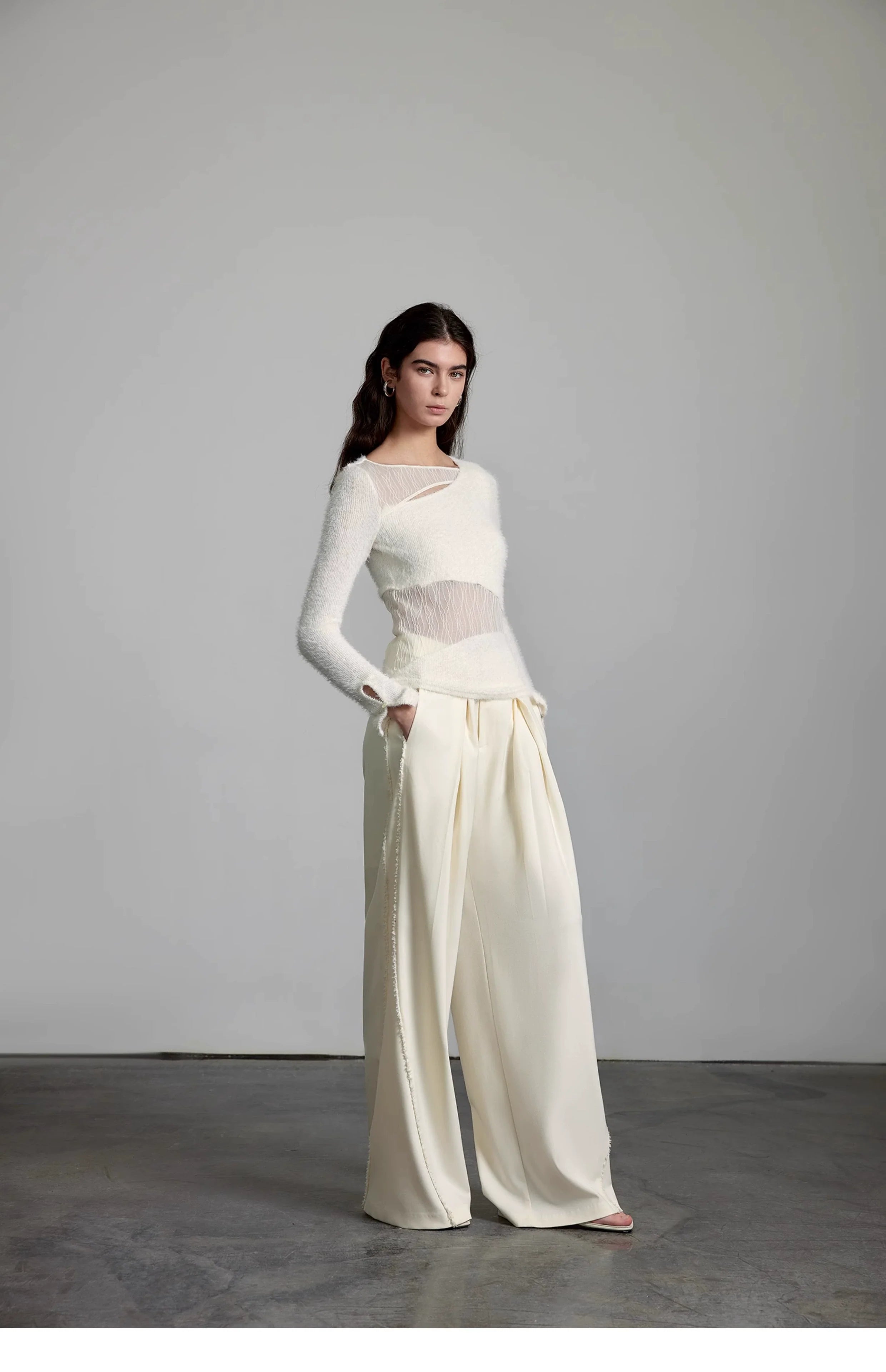 Wide-Leg Cream Trousers