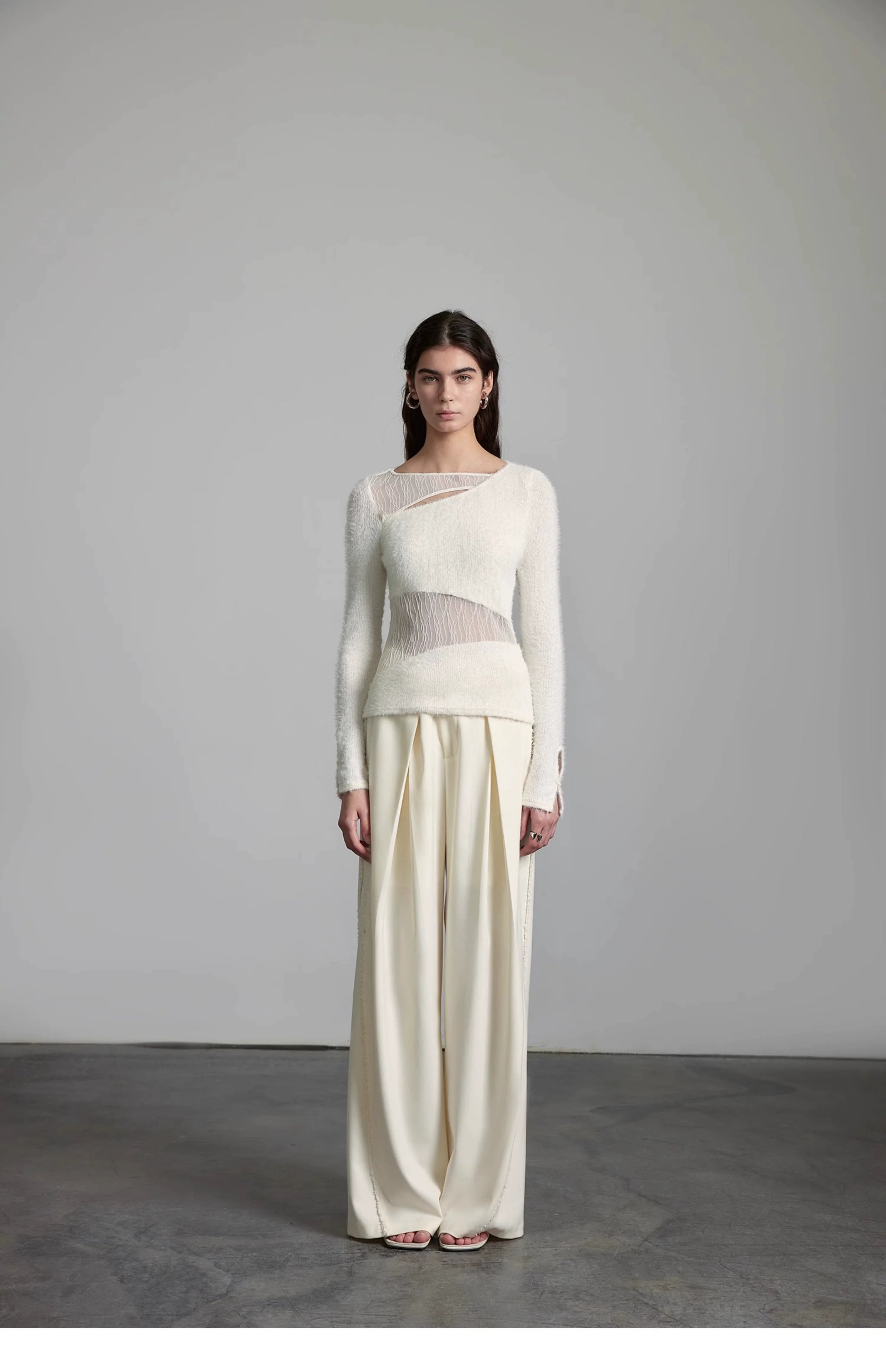 Wide-Leg Cream Trousers