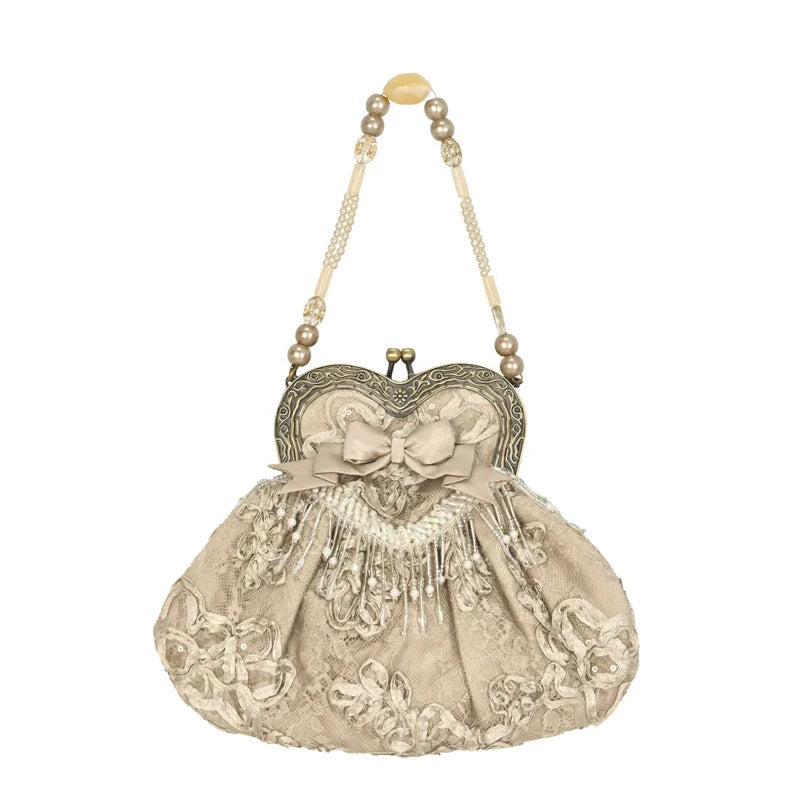 Vintage Lace Heart Clasp Purse