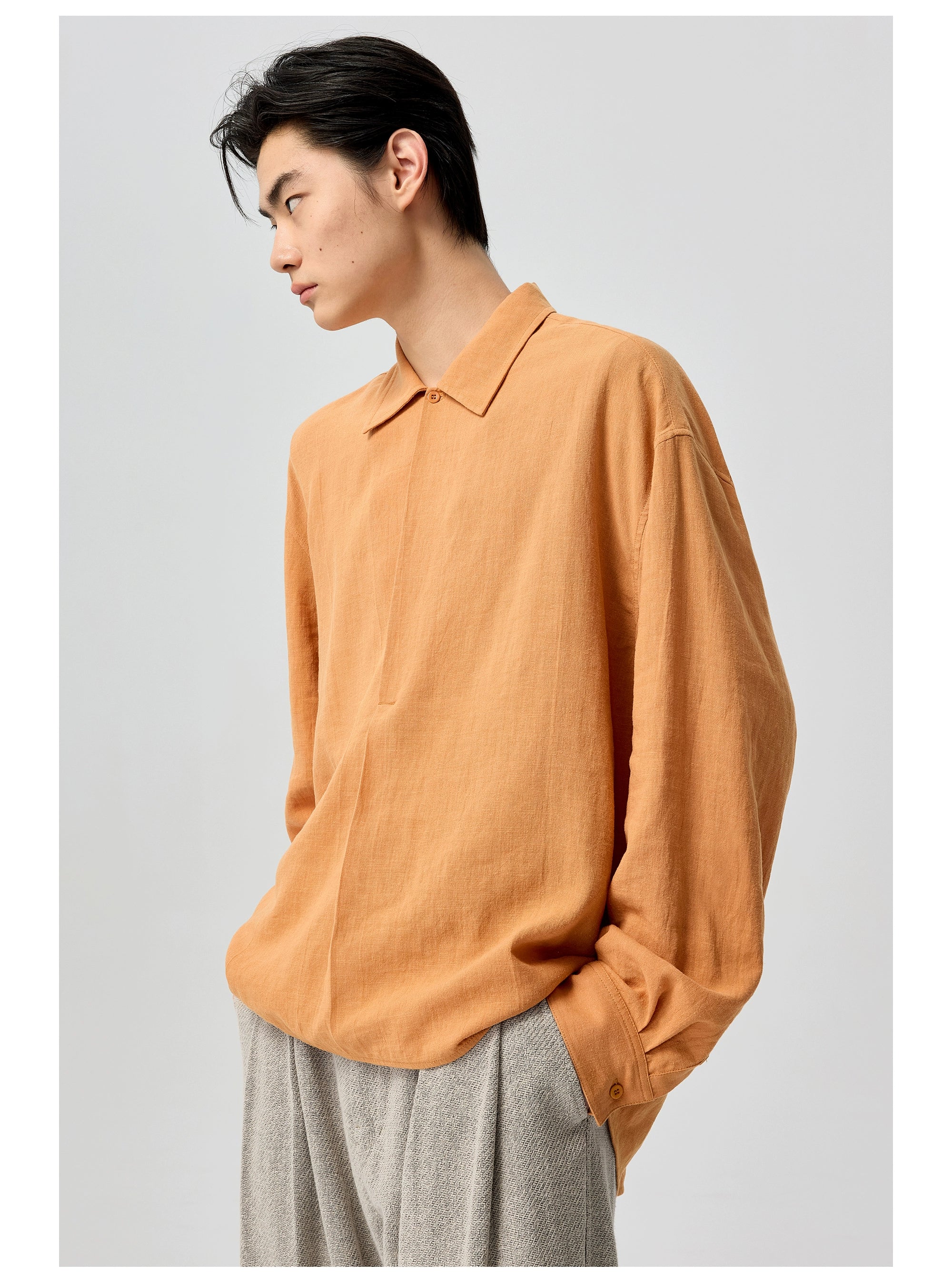 Relaxed Linen Collared Blouse