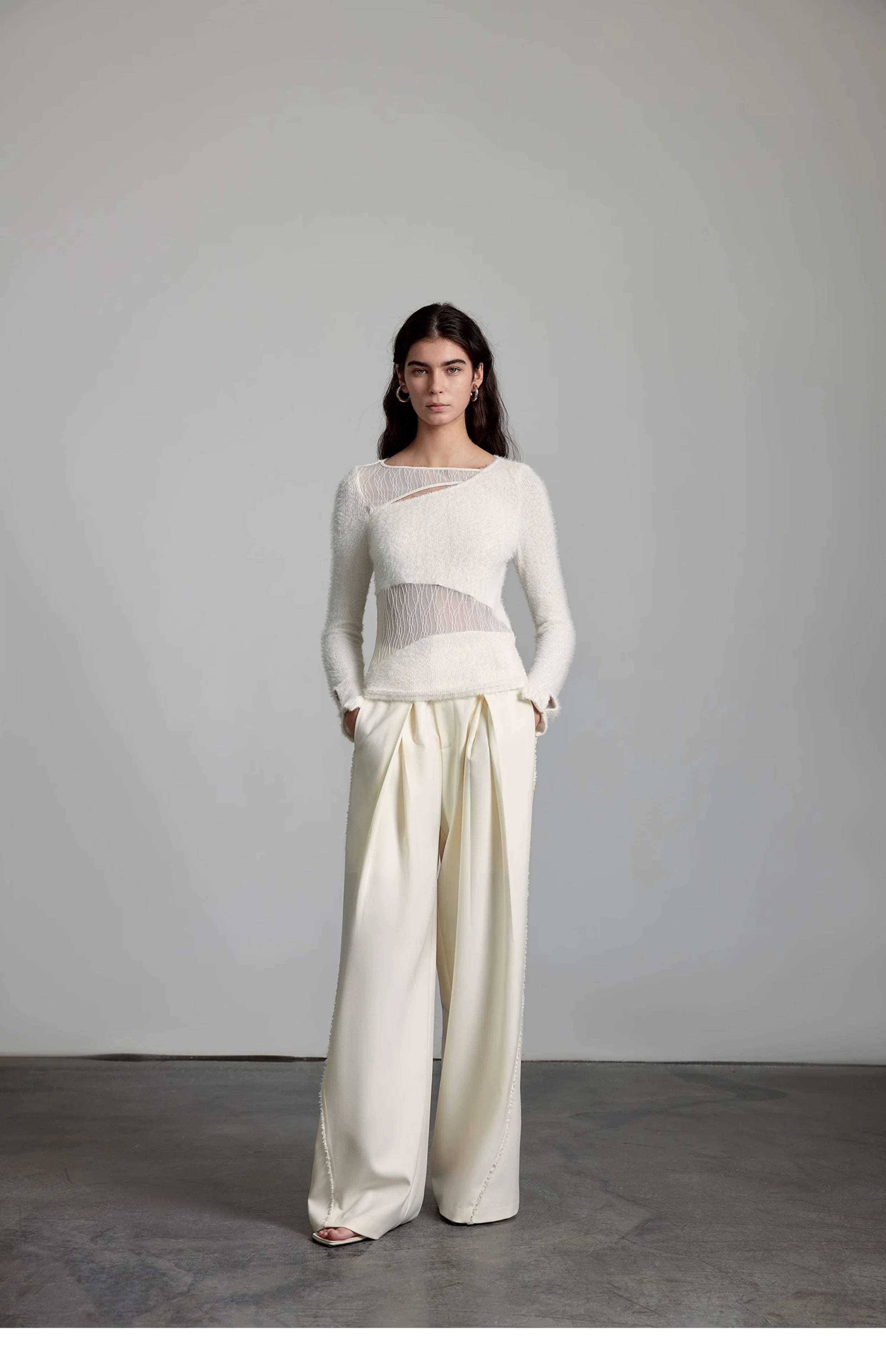 Wide-Leg Cream Trousers