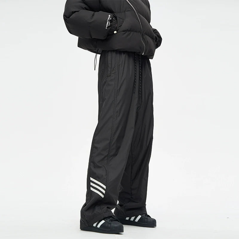 Wide-Leg Track Pants with Side Stripes
