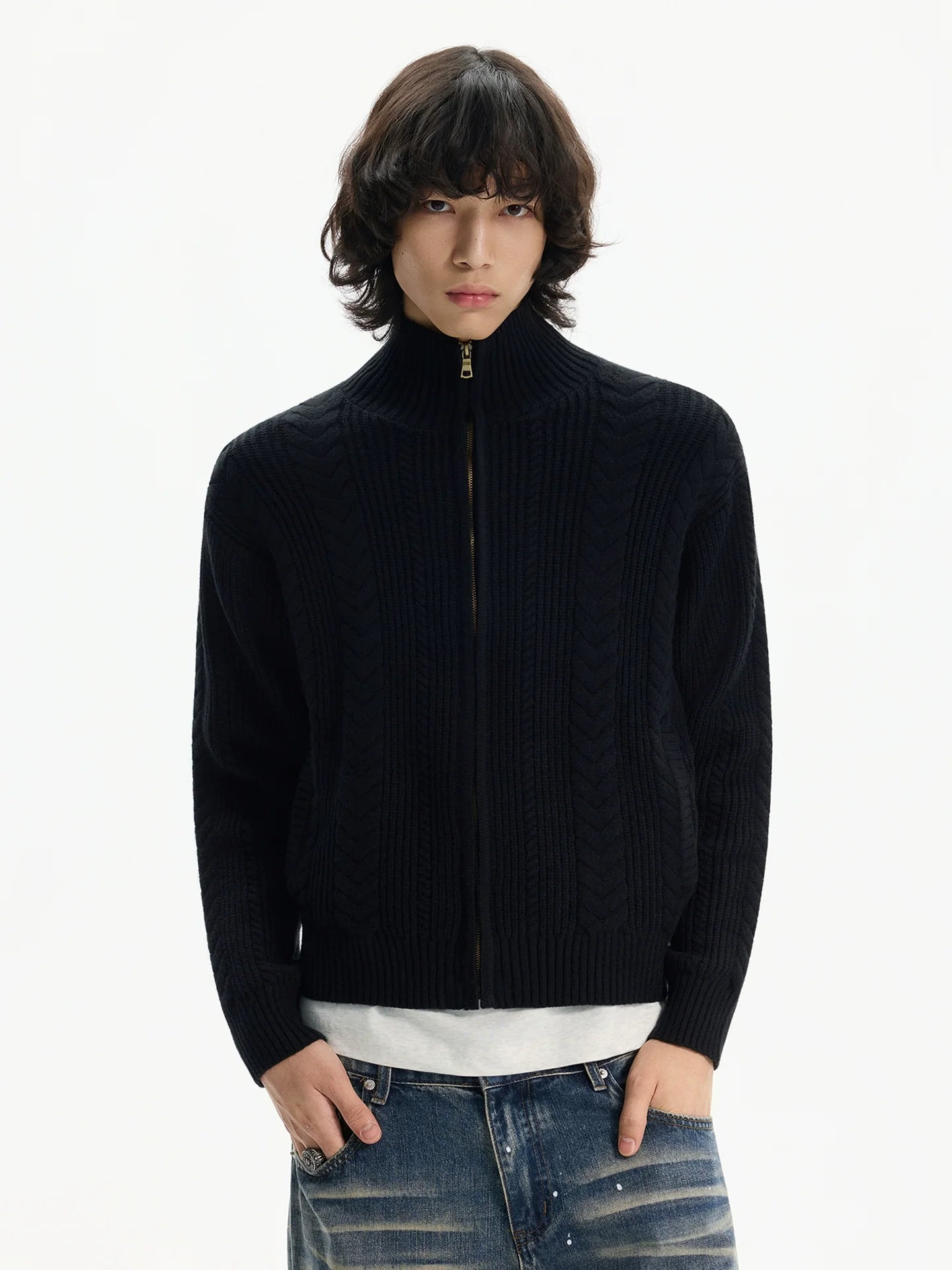 Heritage Weave Zip Cardigan