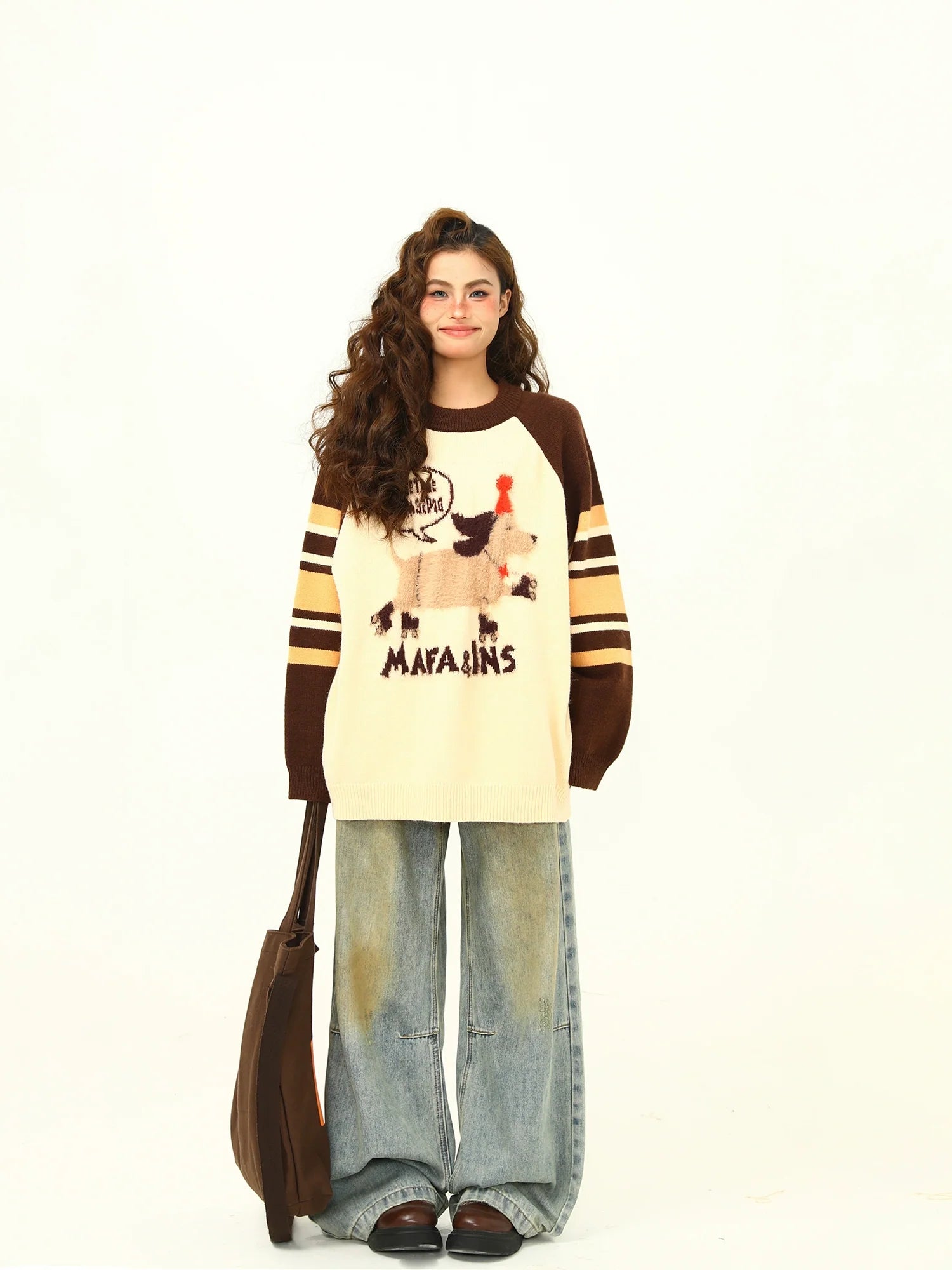 Whimsical Animal Graphic Knit Sweater