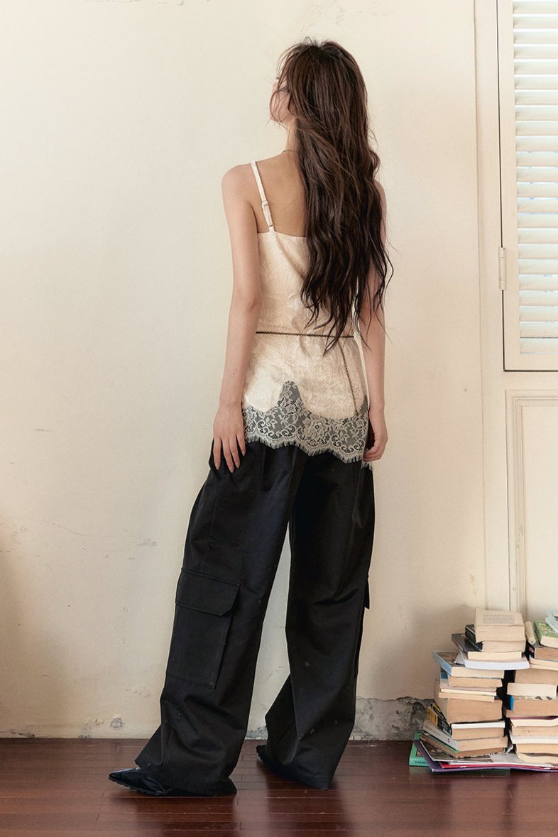 White Velvet Lace Slip Camisole