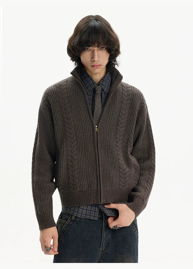 Heritage Weave Zip Cardigan