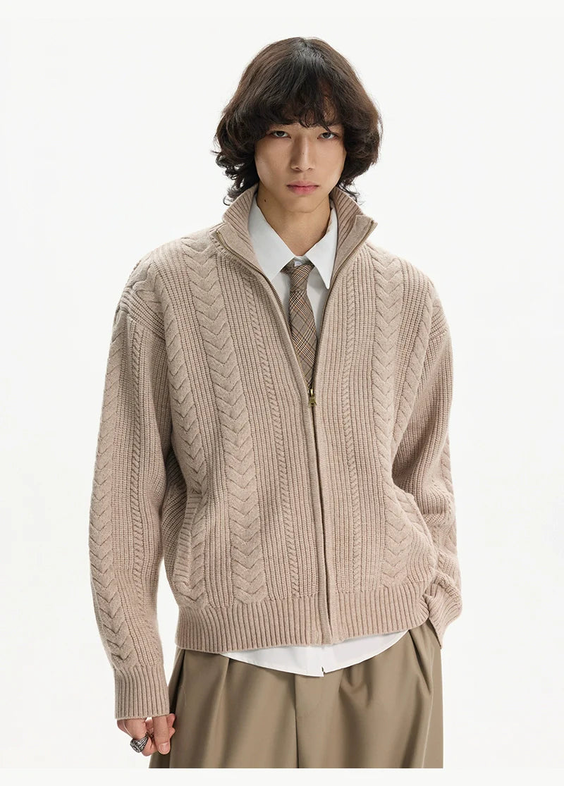 Heritage Weave Zip Cardigan