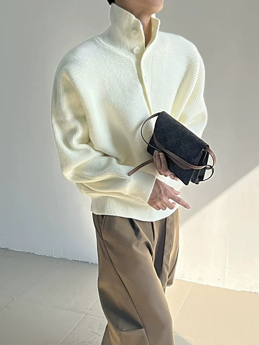 Slate Cloud Polo Knit Sweater