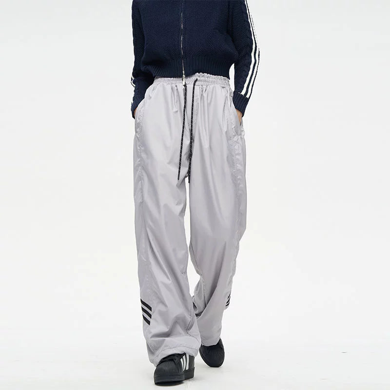 Wide-Leg Track Pants with Side Stripes