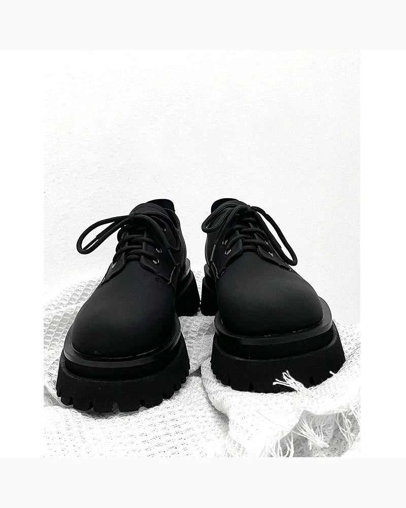 Thick-Soled Chunky Black Platform Derby Shoes
