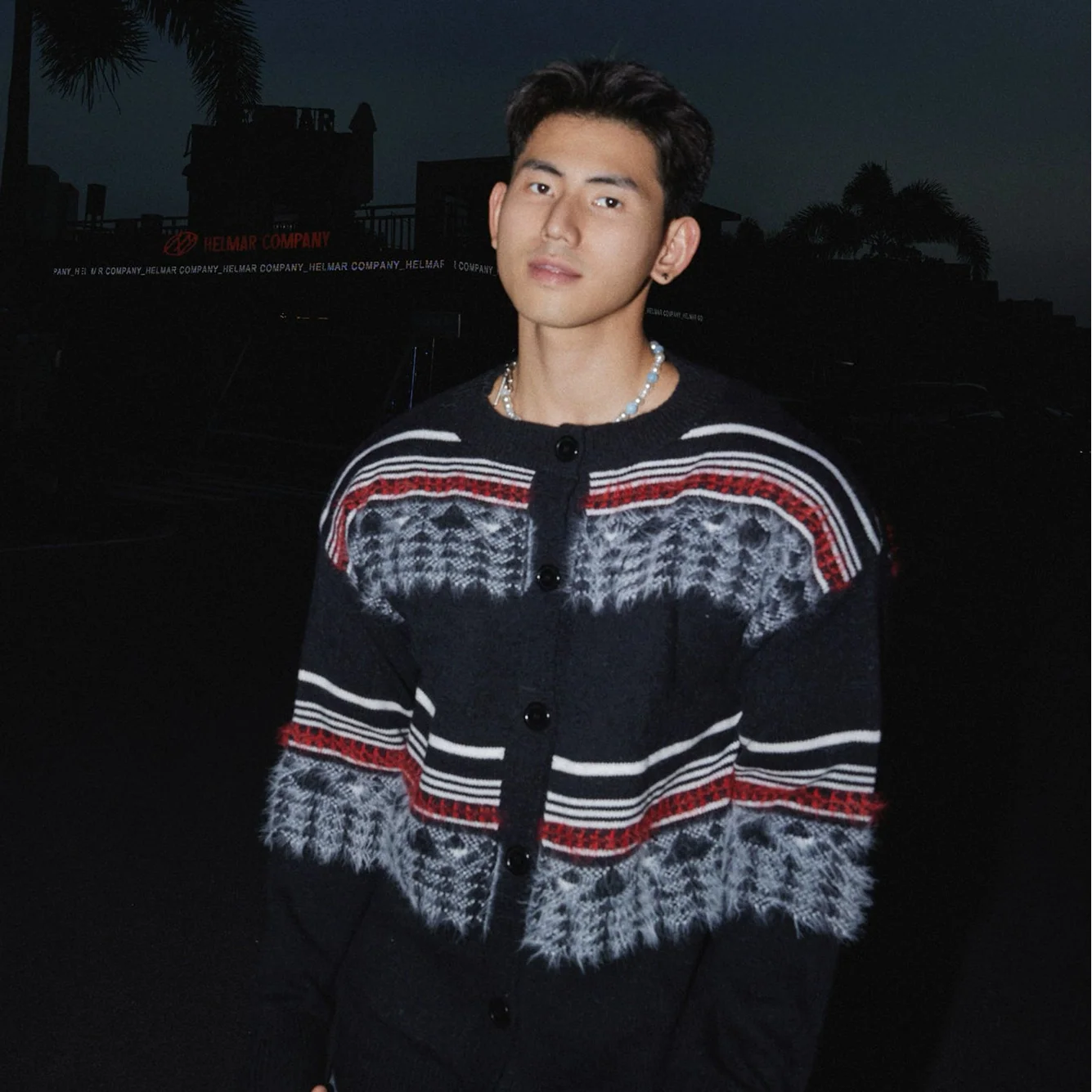 Retro Chevron Pattern Cardigan