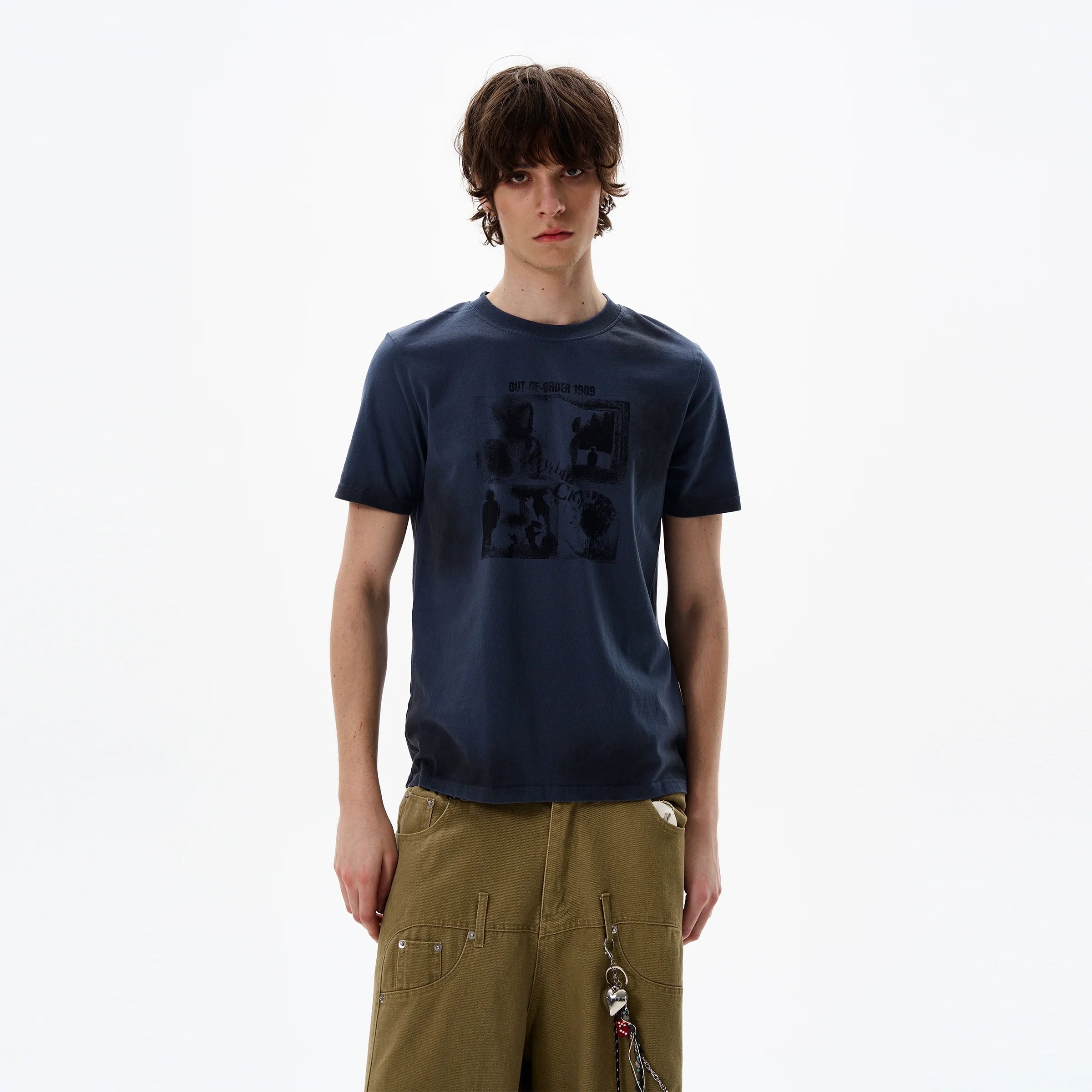 Vintage Crew Neck Graphic Print Tee