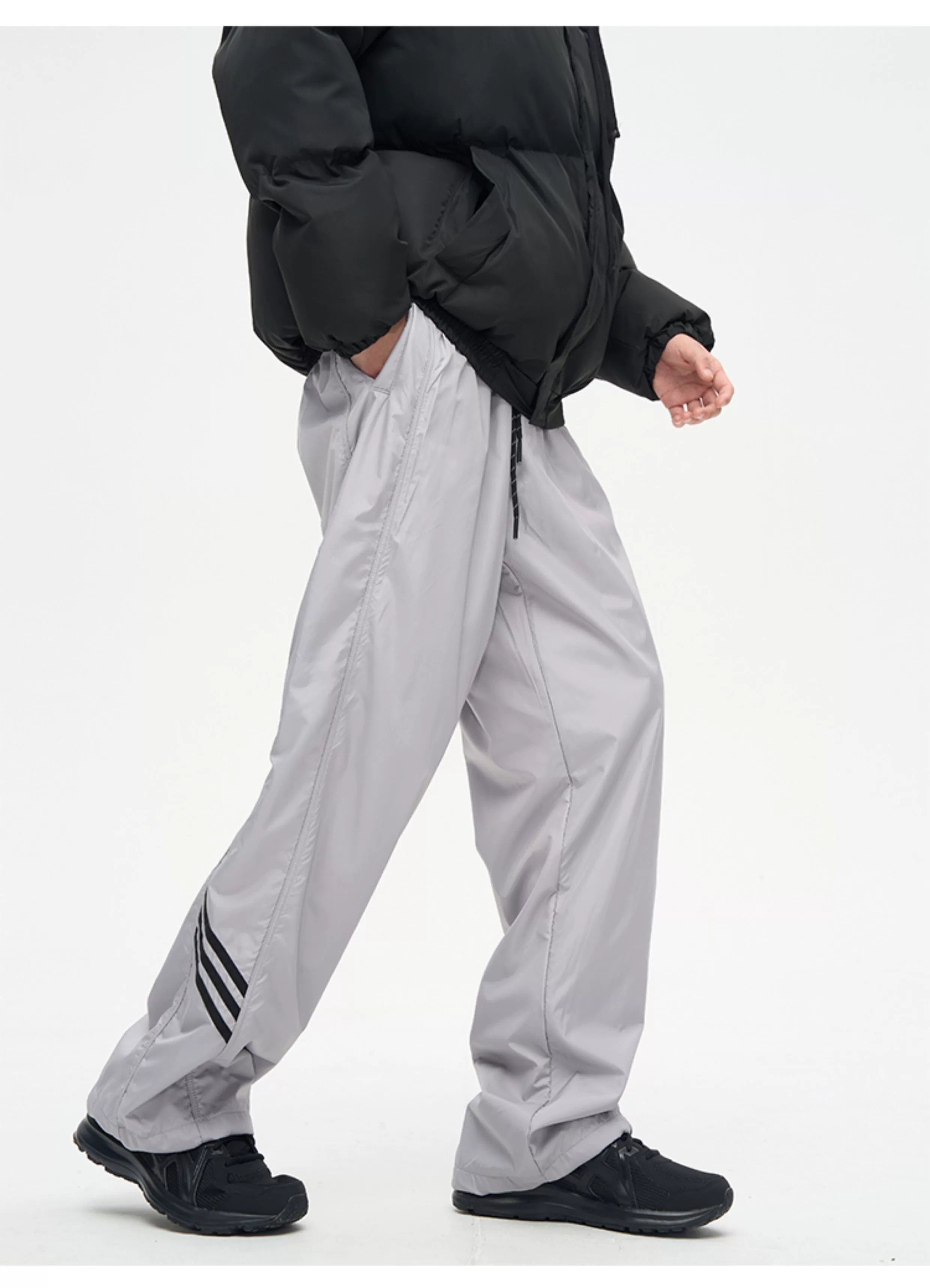 Wide-Leg Track Pants with Side Stripes