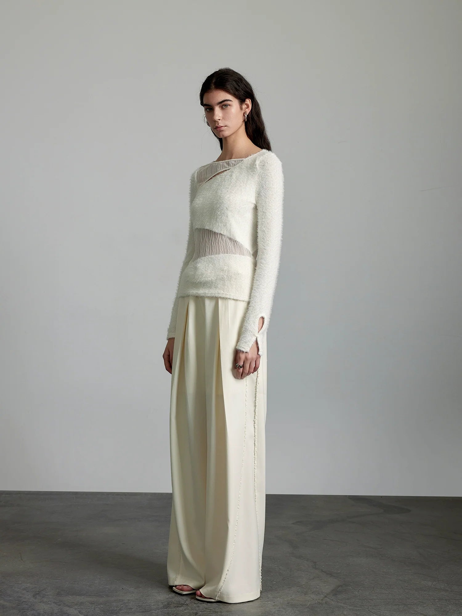 Wide-Leg Cream Trousers