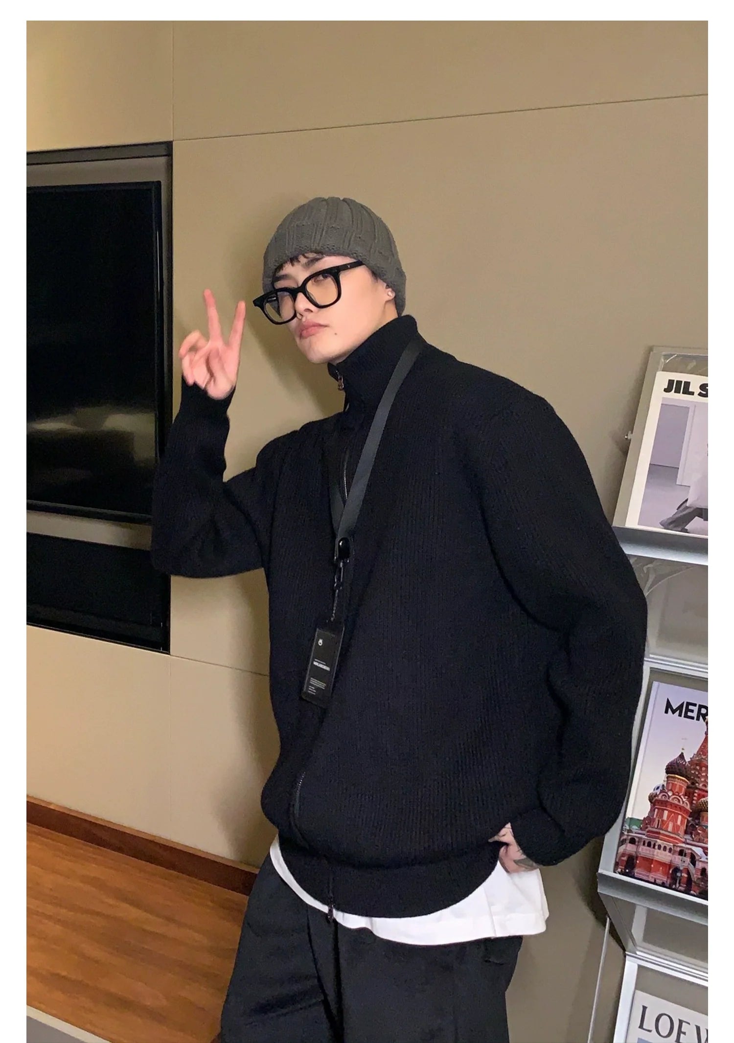 Ribbed Full-Zip Cardigan Sweater