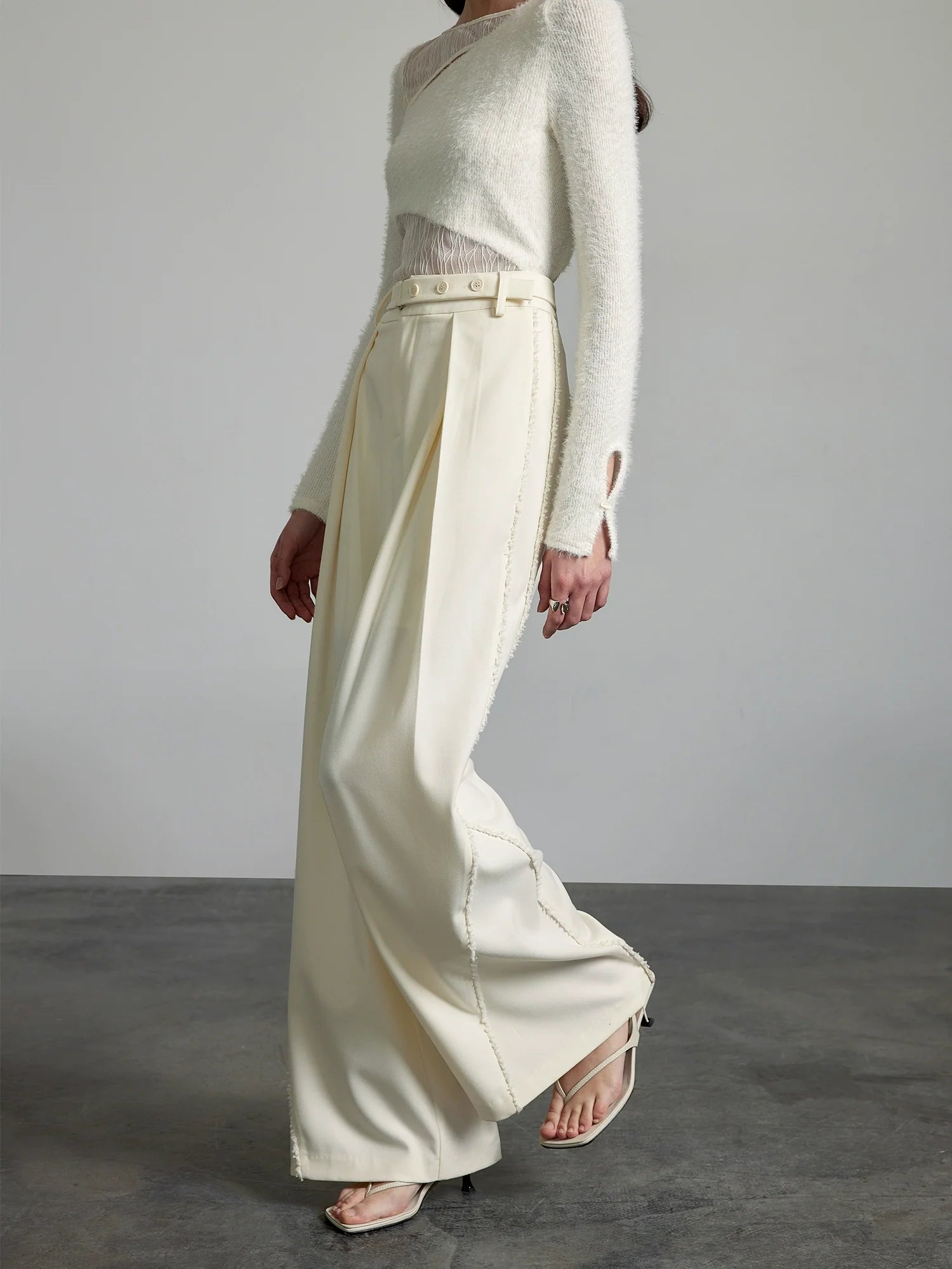 Wide-Leg Cream Trousers