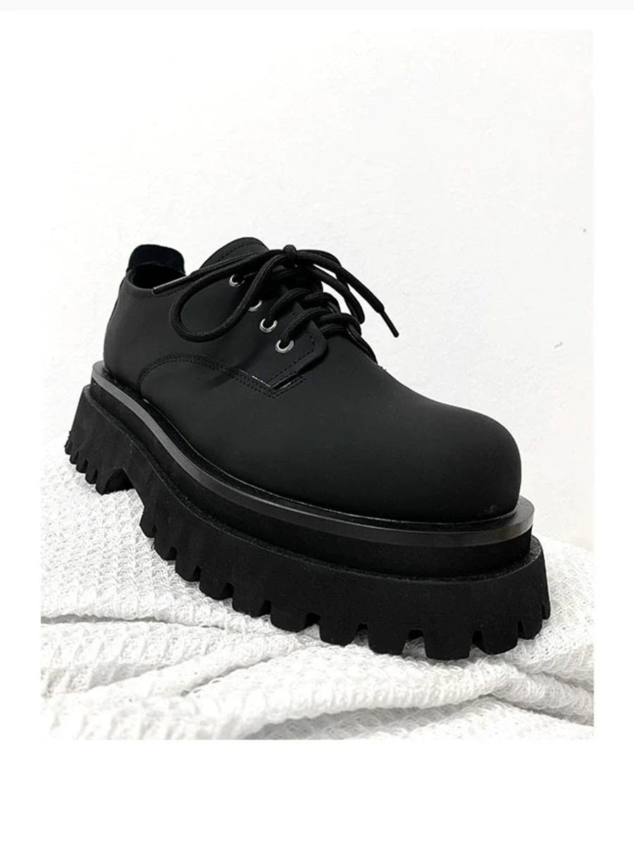 Thick-Soled Chunky Black Platform Derby Shoes