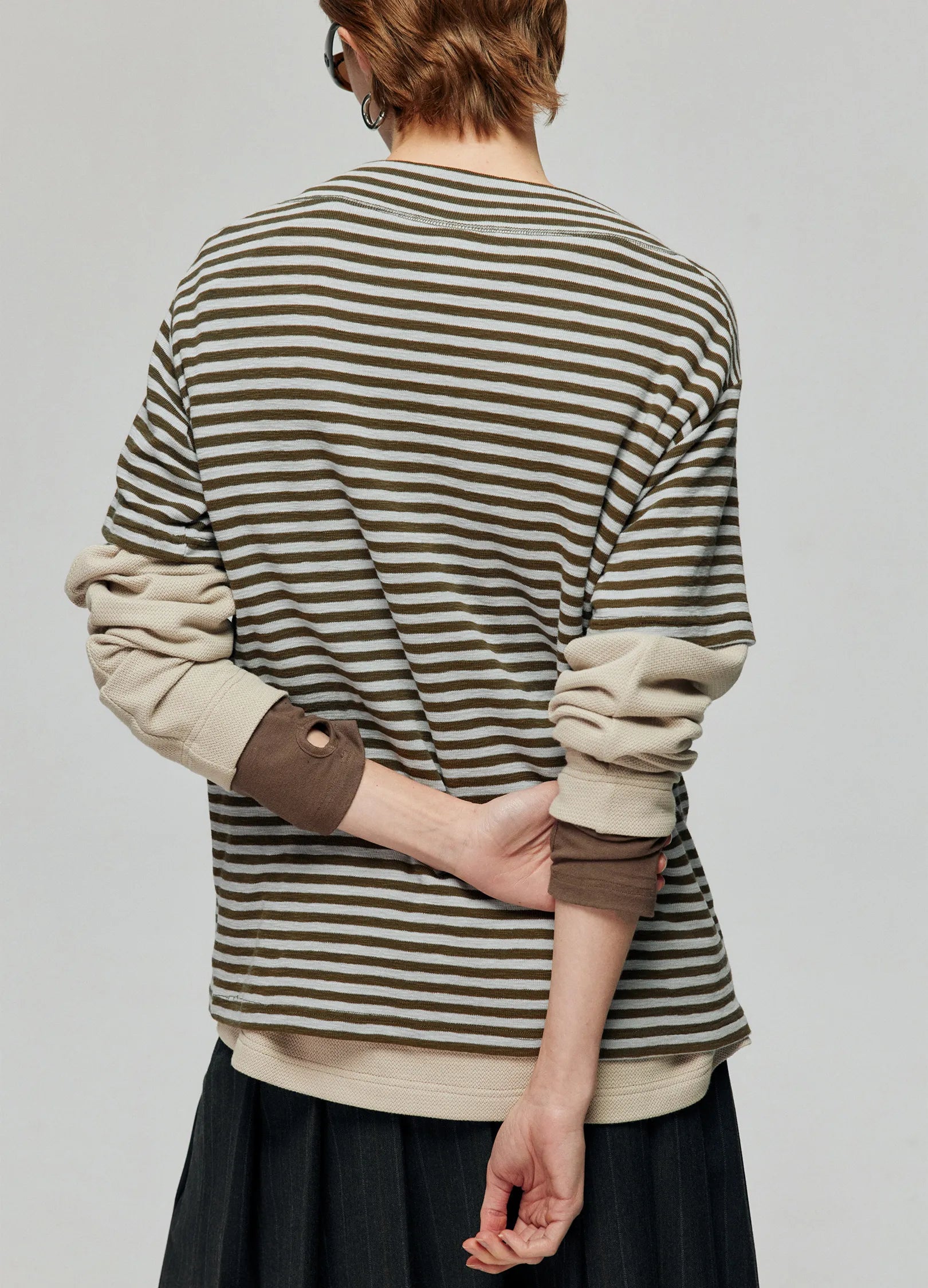 Wide Neck Striped T-shirt