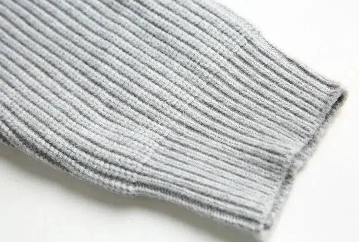 Solid Color Ribbed Zip Knit Cardigan